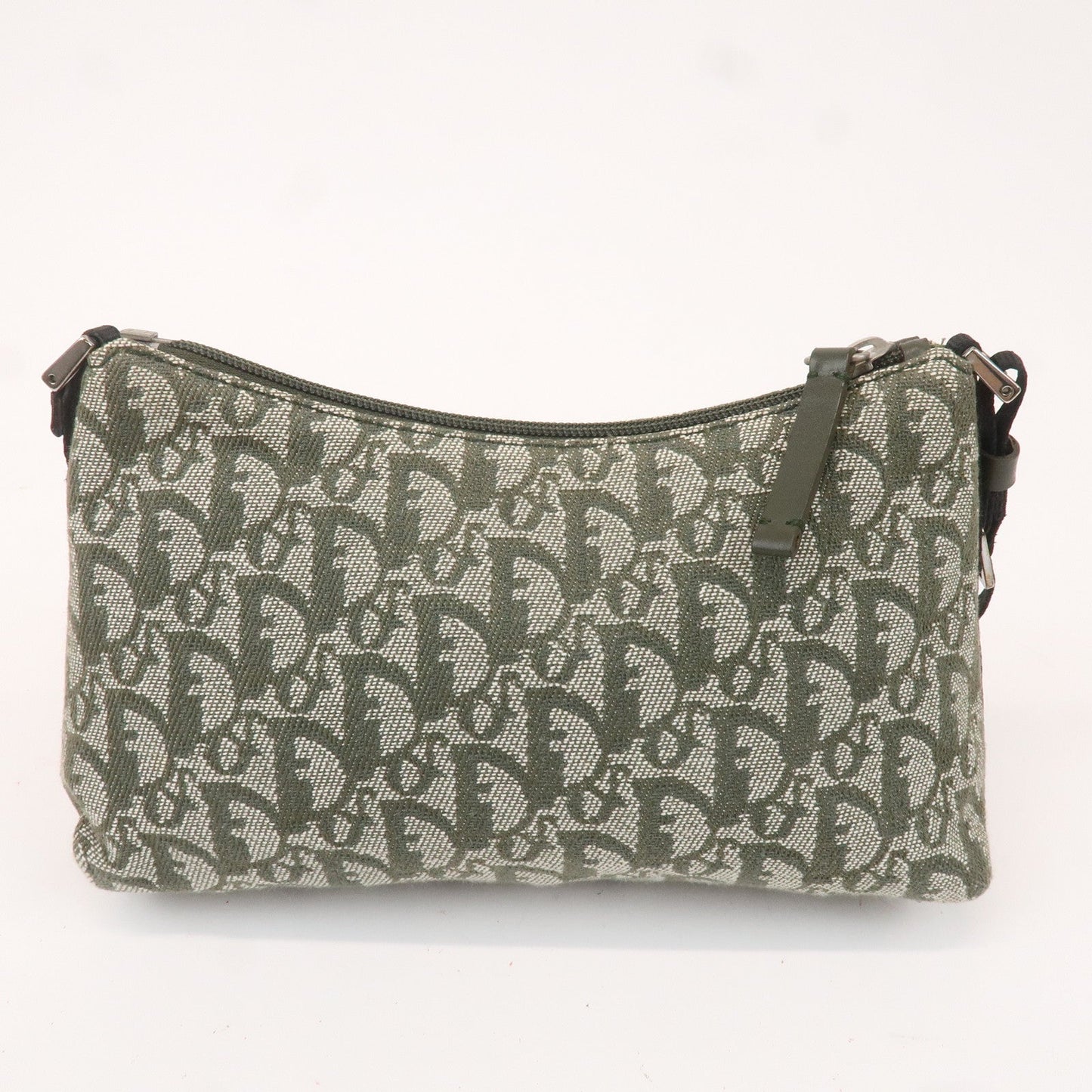Christian Dior Trotter Canvas Leather Pouch Green Ivory
