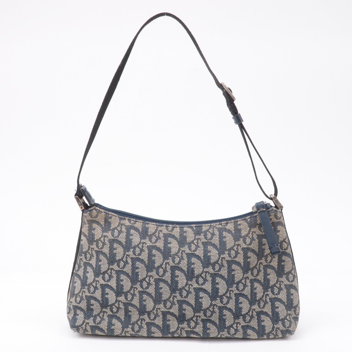 Christian Dior Trotter Canvas Leather Shoulder Bag Navy