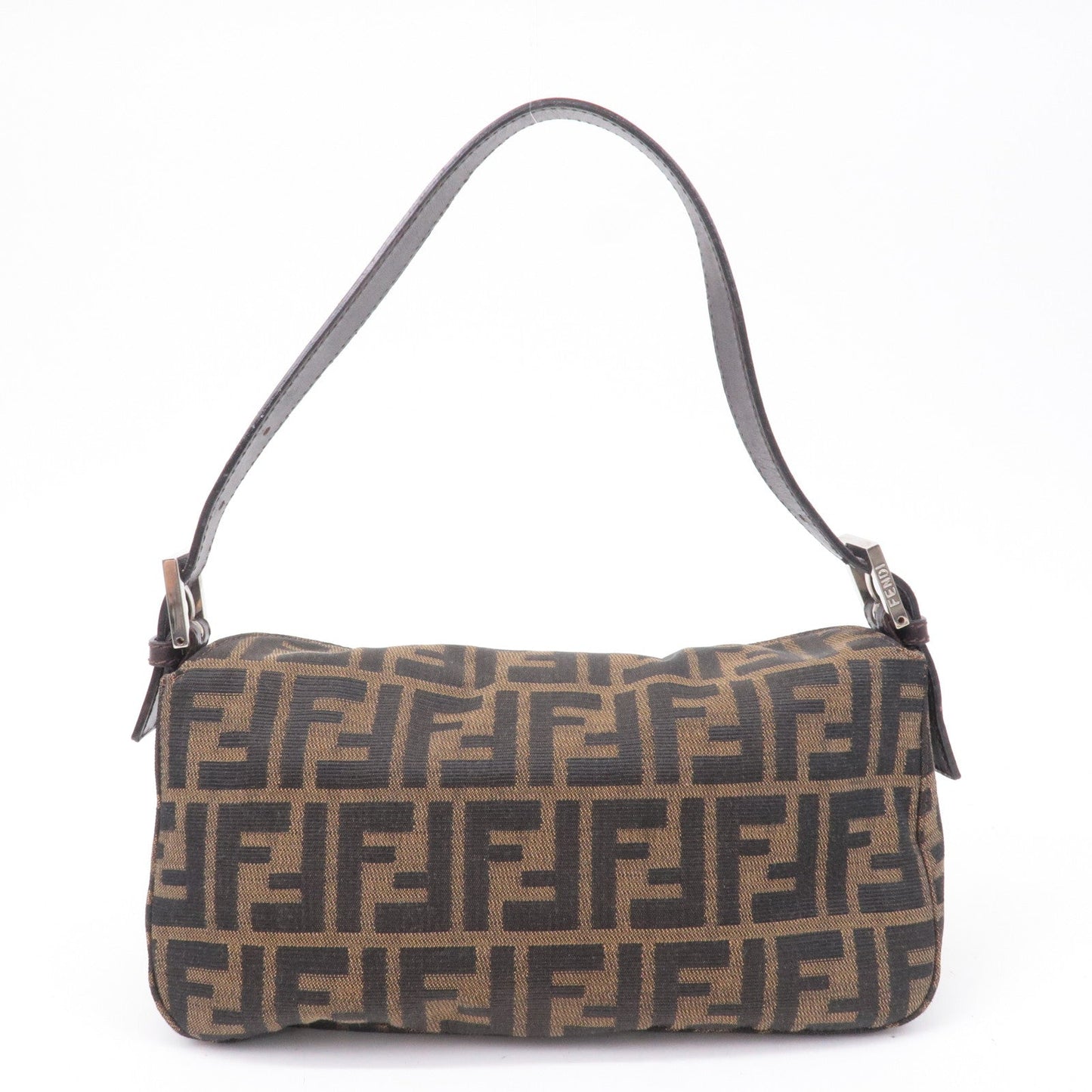FENDI Zucca Canvas Leather Shoulder Bag Khaki Black Brown 26725