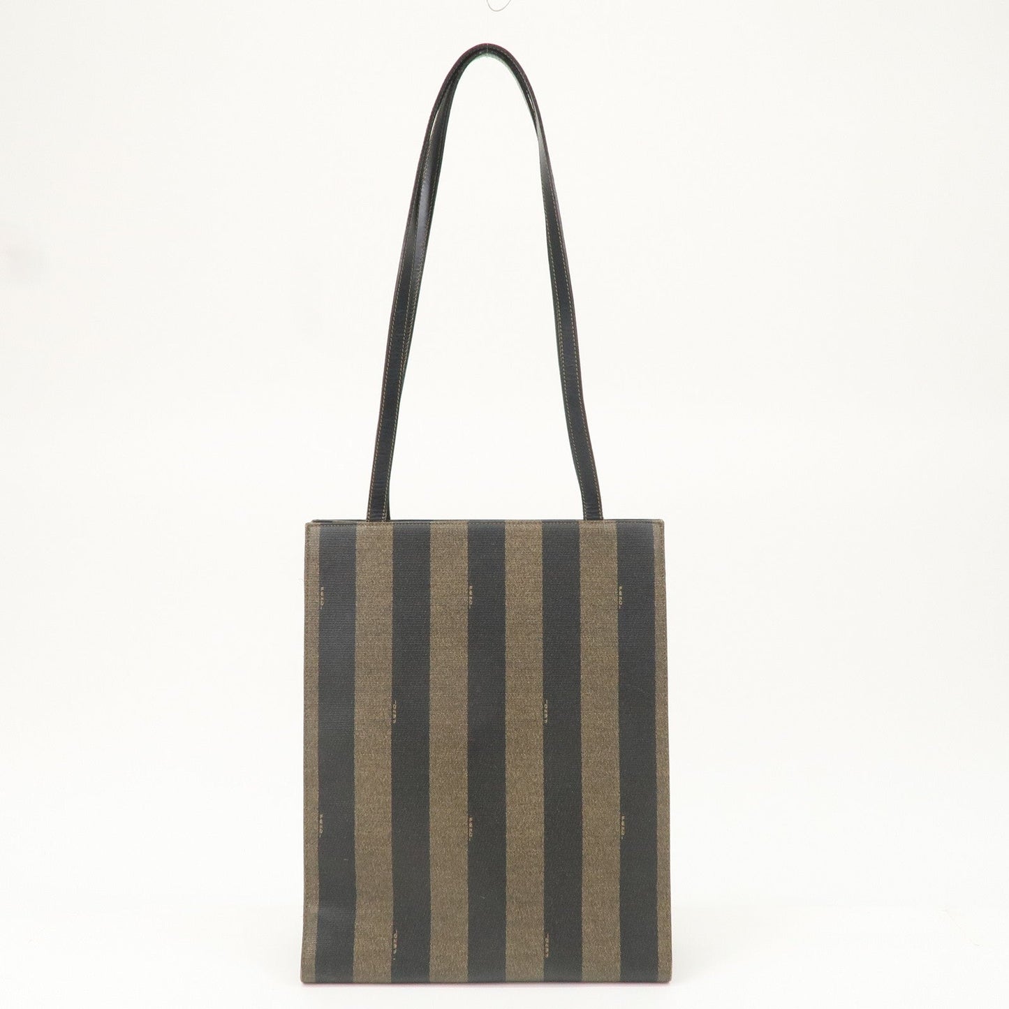 Fendi Pequin PVC Leather Tote Bag Brown Black 259980