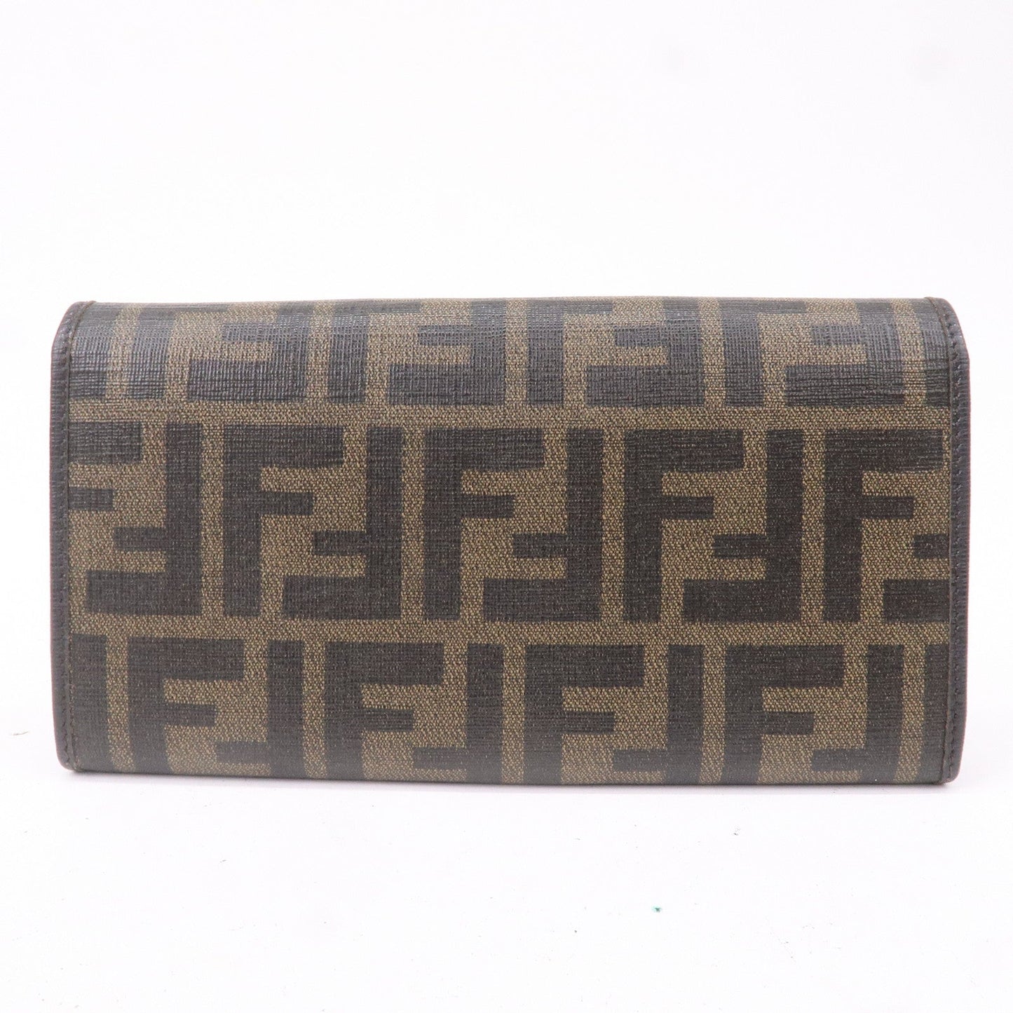 FENDI Zucca Print PVC Leather Bi-fold Long Wallet Brown 8M0298