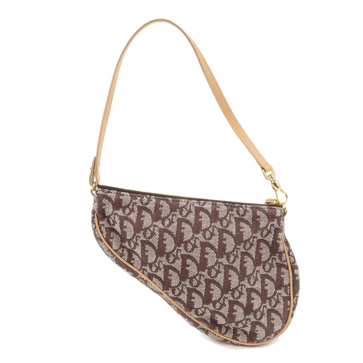 Christian Dior Saddle Bag Trotter Canvas Leather Pouch Hand Bag