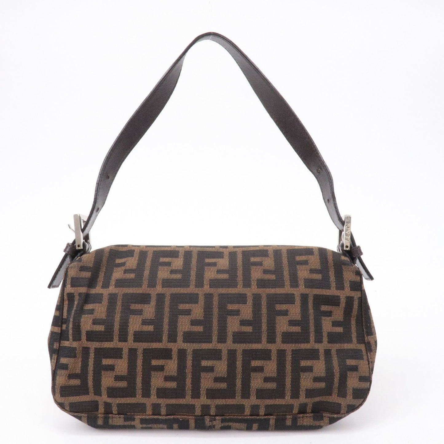 FENDI Zucca Mamma Baguette Canvas Shoulder Bag Brown Black 26424