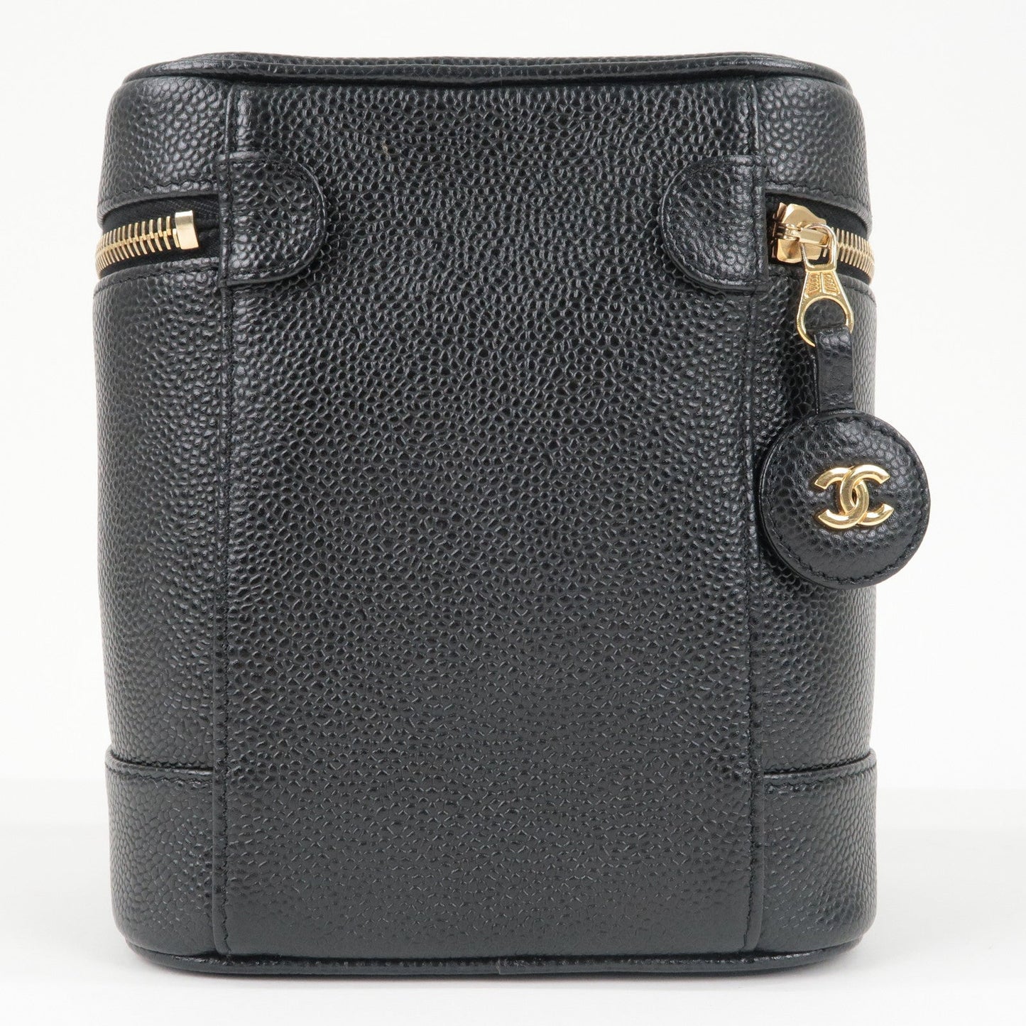 Chanel Caviar Skin Vanity Bag Hand Bag Cosmetic Pouch Black A01998