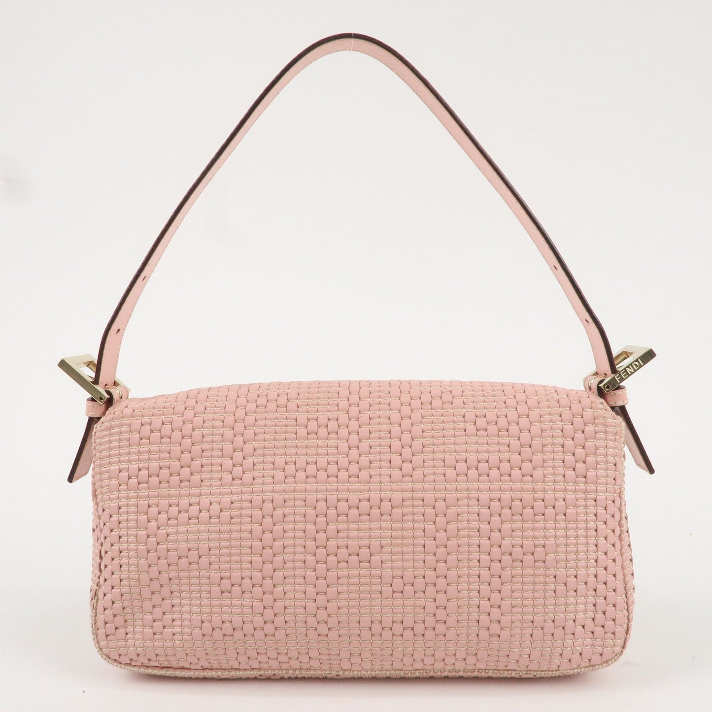 FENDI Mamma Baguette Leather Shoulder Bag Pink 8BR600