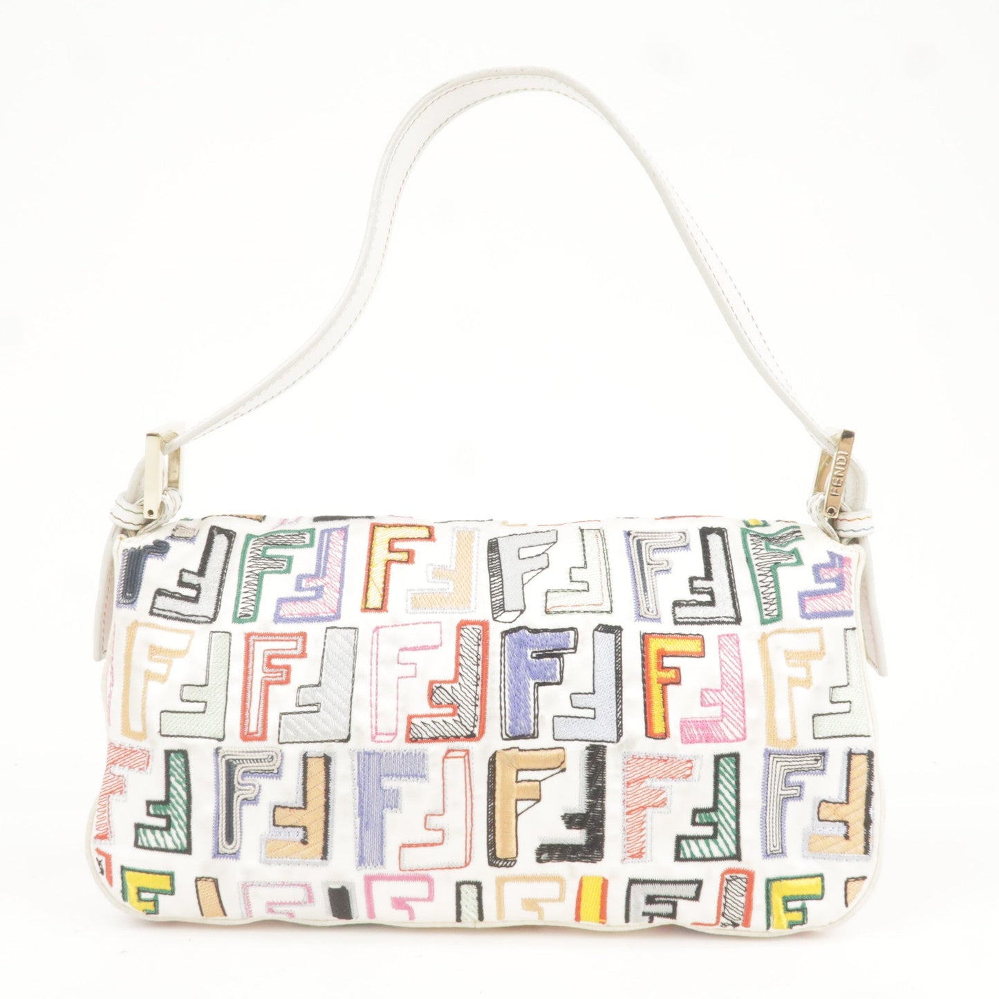 FENDI Zucca Mamma Baguette Embroidery Bag Multi Color 8BR600