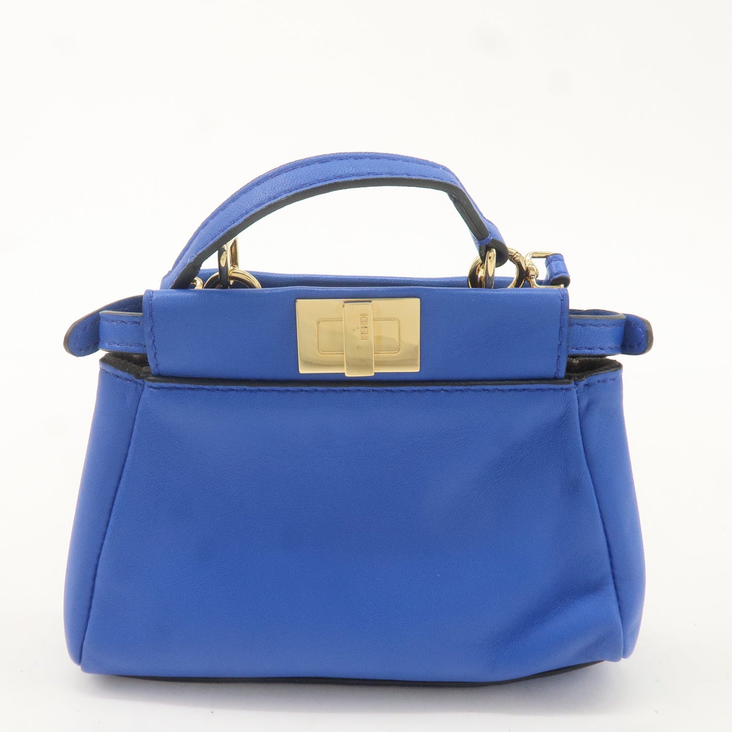 FENDI Micro Peekaboo Leather 2Way Shoulder Bag Blue 8M0355