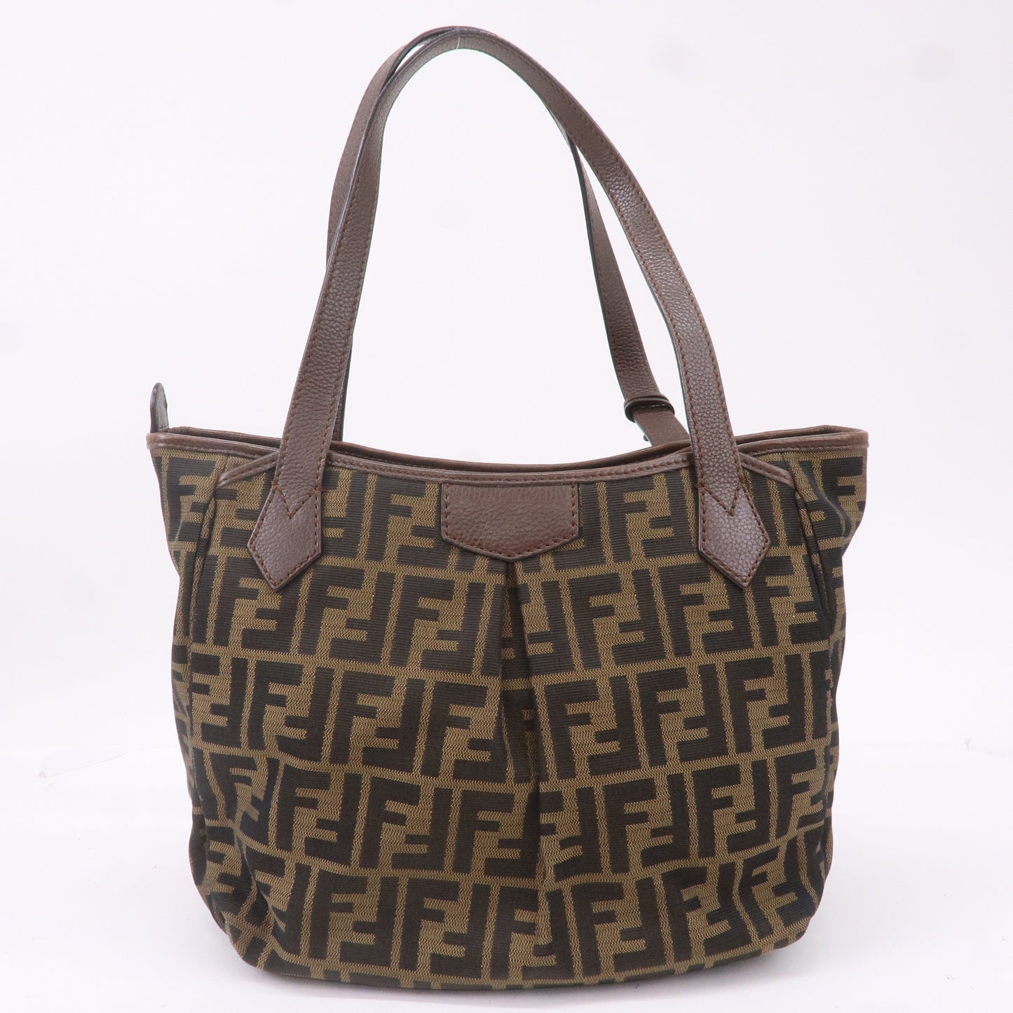 FENDI Zucca Canvas Leather Tote Bag Shoulder Bag 8BH268
