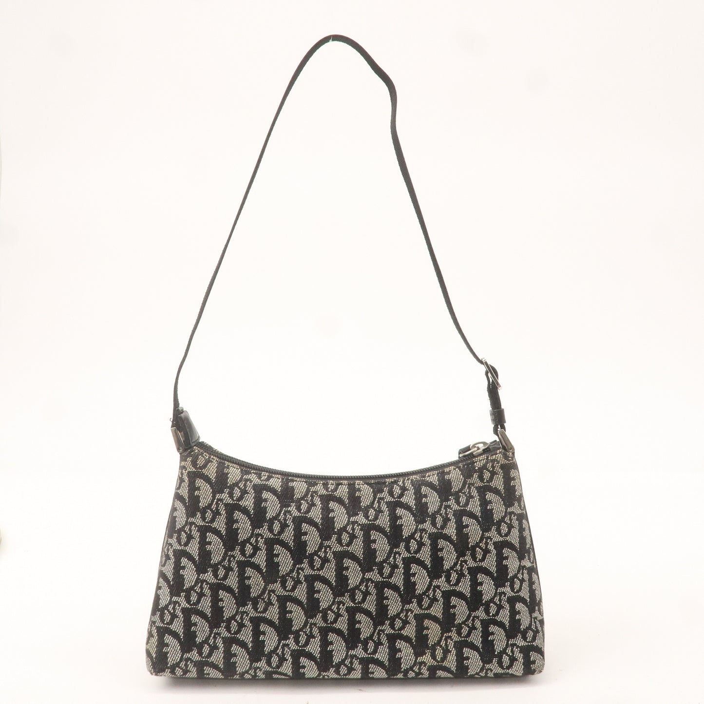 Christian Dior Trotter Canvas Leather Shoulder Bag Black