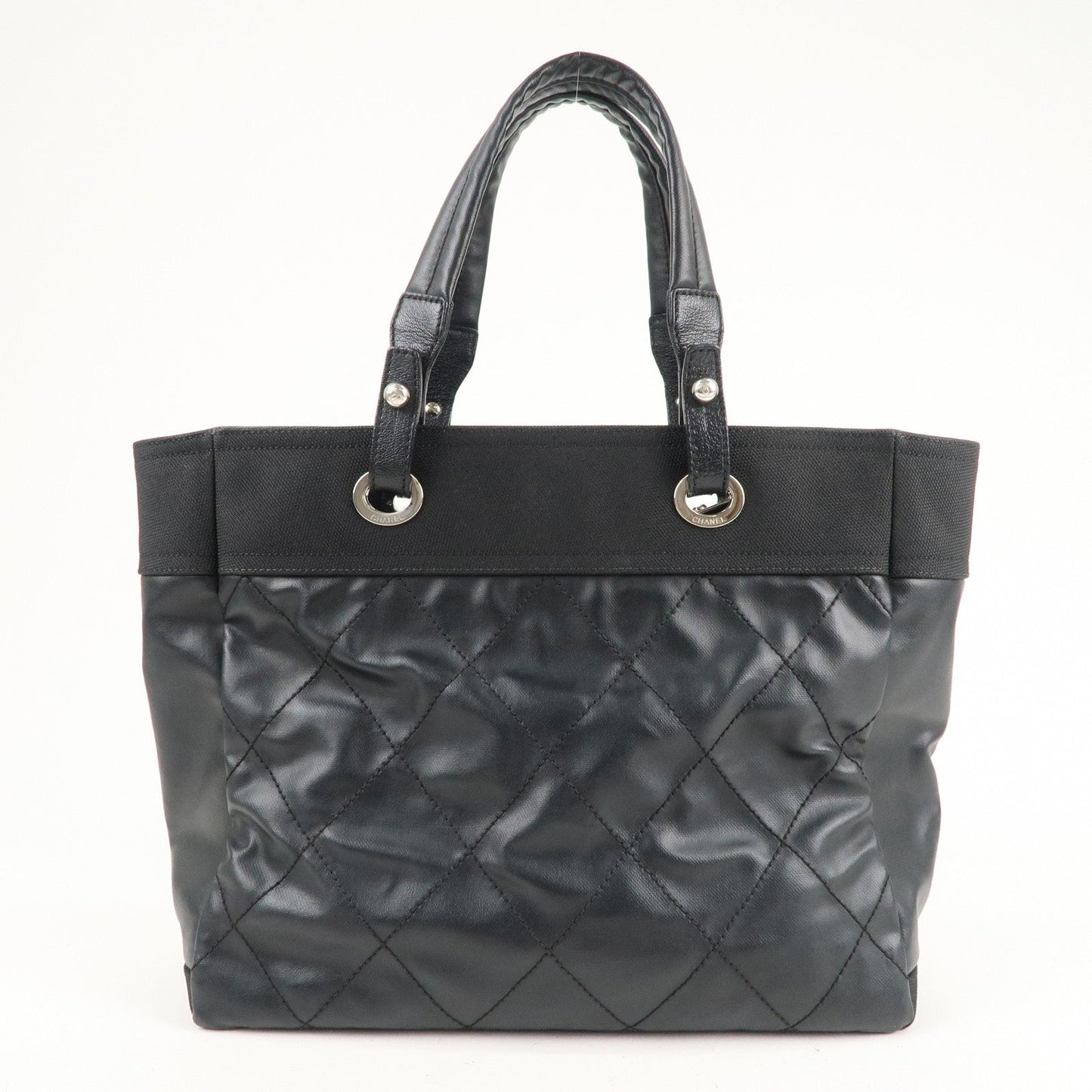 Chanel Paris Biarritz MM Coated Canvas Leather Tote Bag A