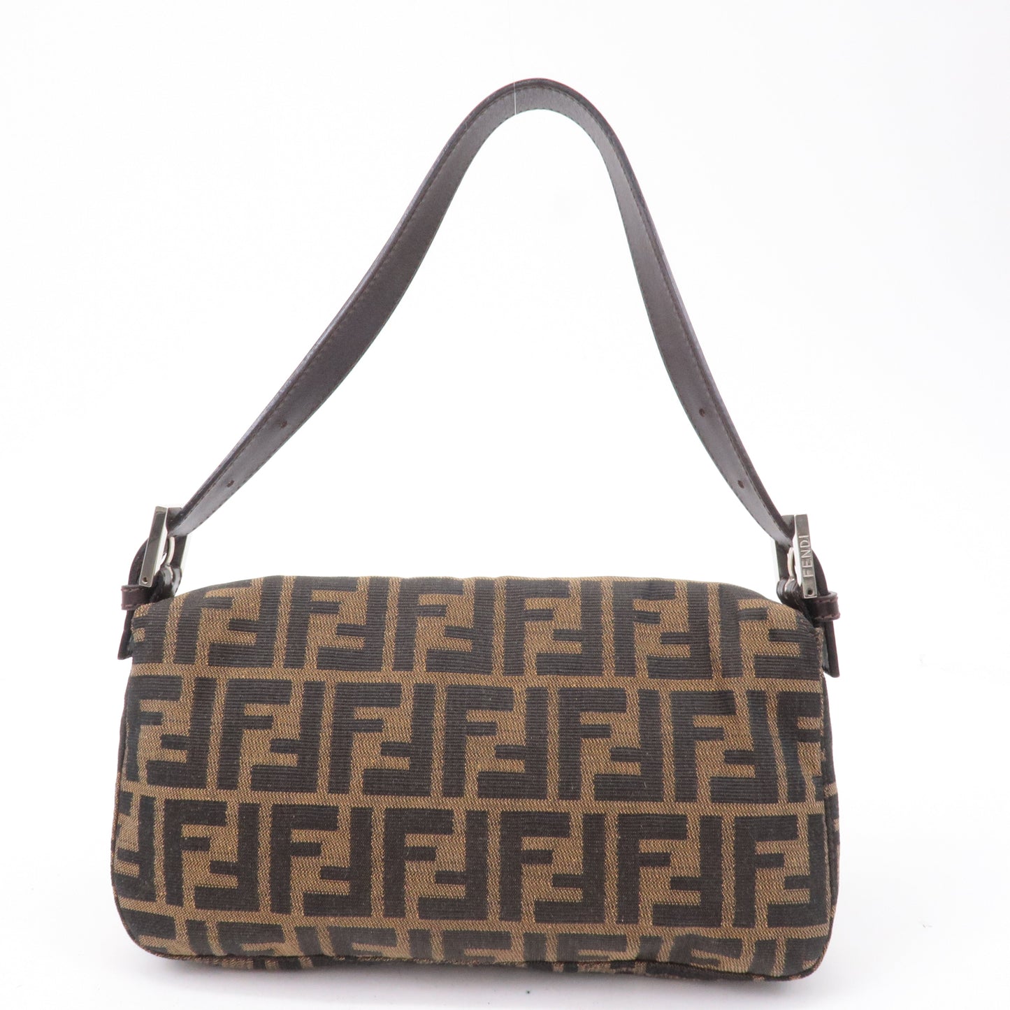 FENDI Zucca Mamma Baguette Canvas Leather Black Brown 26424