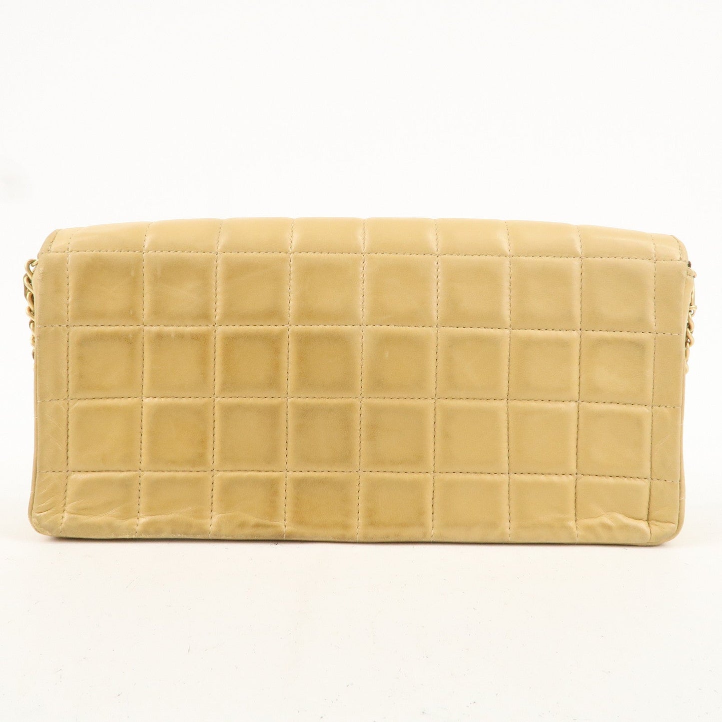 Chanel Chocolate Bar Lamb Skin Chain Shoulder Bag Beige A