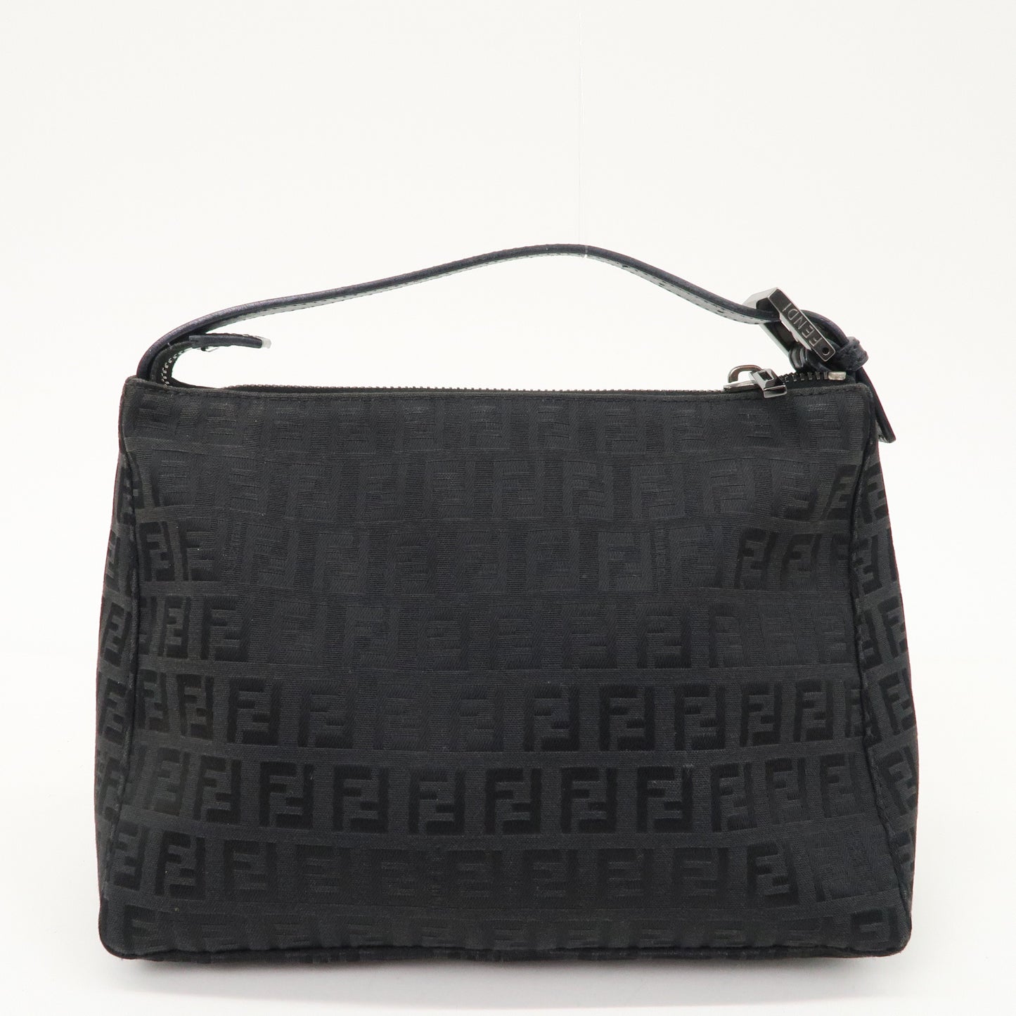 FENDI Zucchino Canvas Leather Hand Bag Mini Bag Black 8N0005