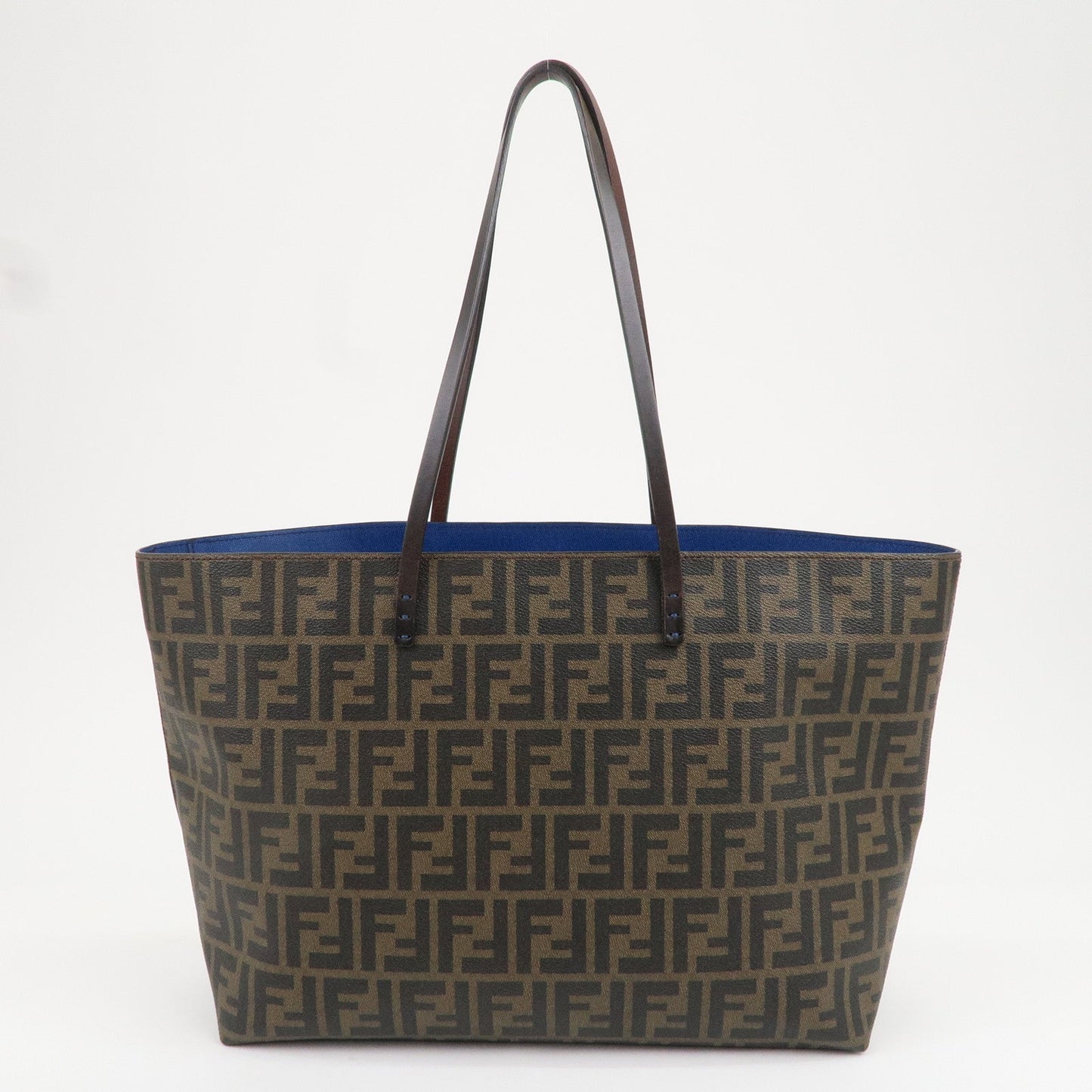 FENDI Zucca Logo Print PVC Leather Tote Bag Brown Black 8BH185