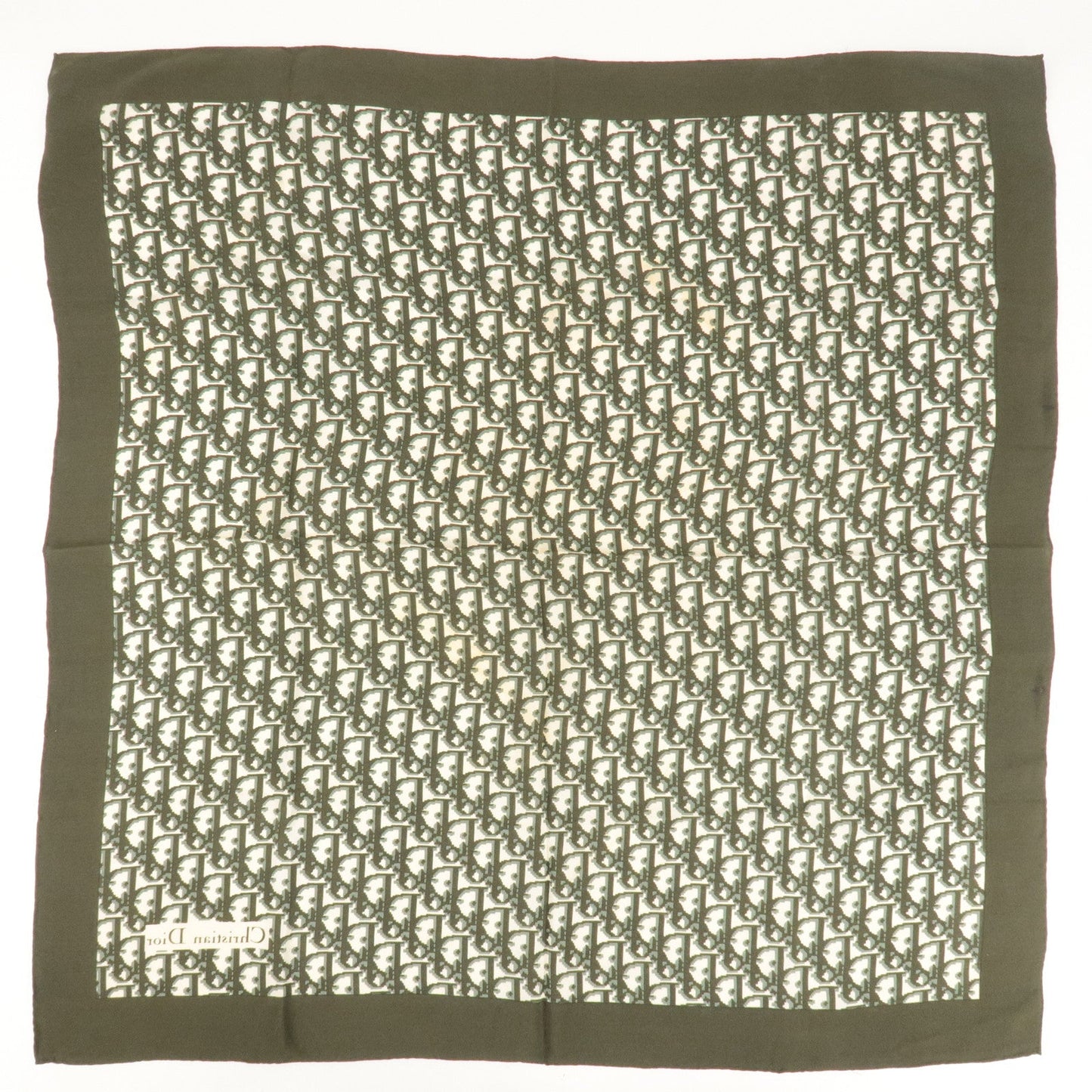 Christian Dior Trotter Print Silk 100 % Scarf Khaki