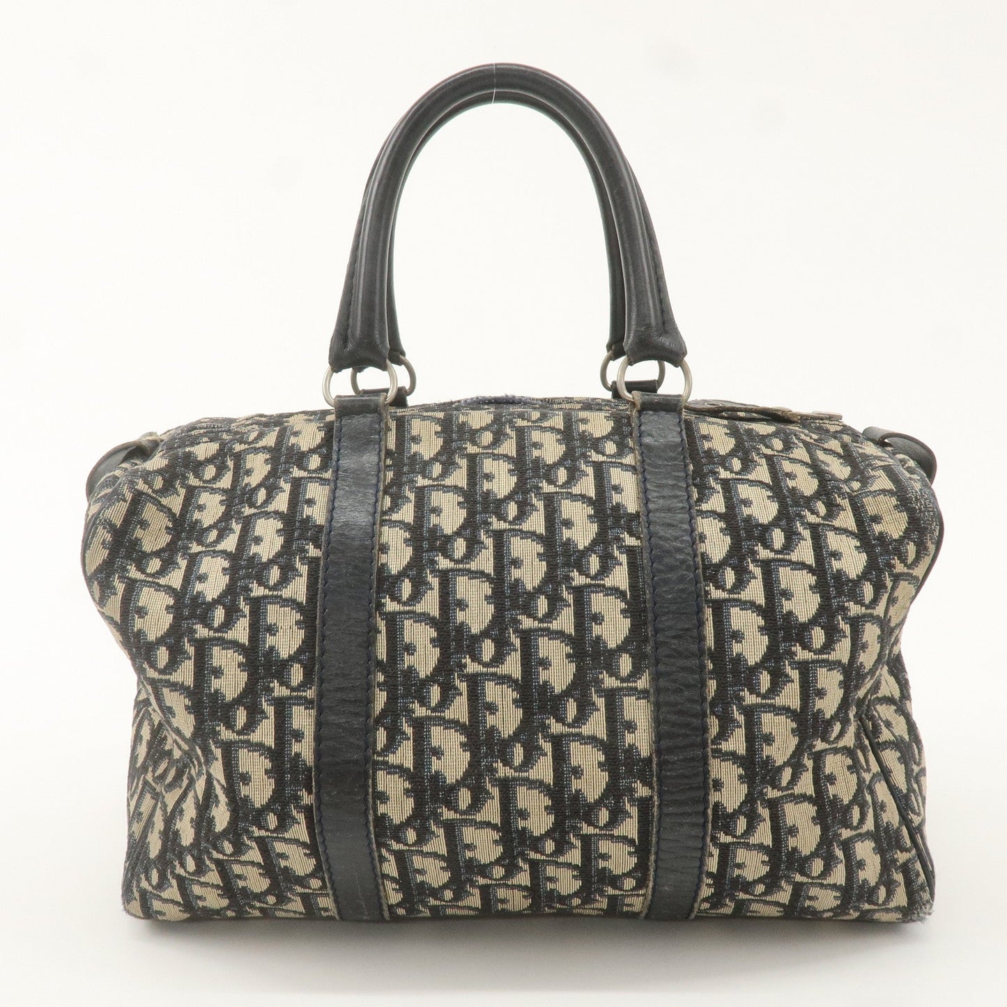 Christian Dior Trotter Canvas Leather Boston Bag Navy