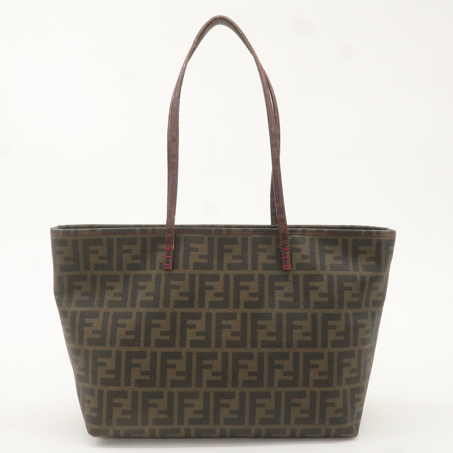 FENDI Zucca Logo Print PVC Tote Bag Khaki Black Pink 8BH198