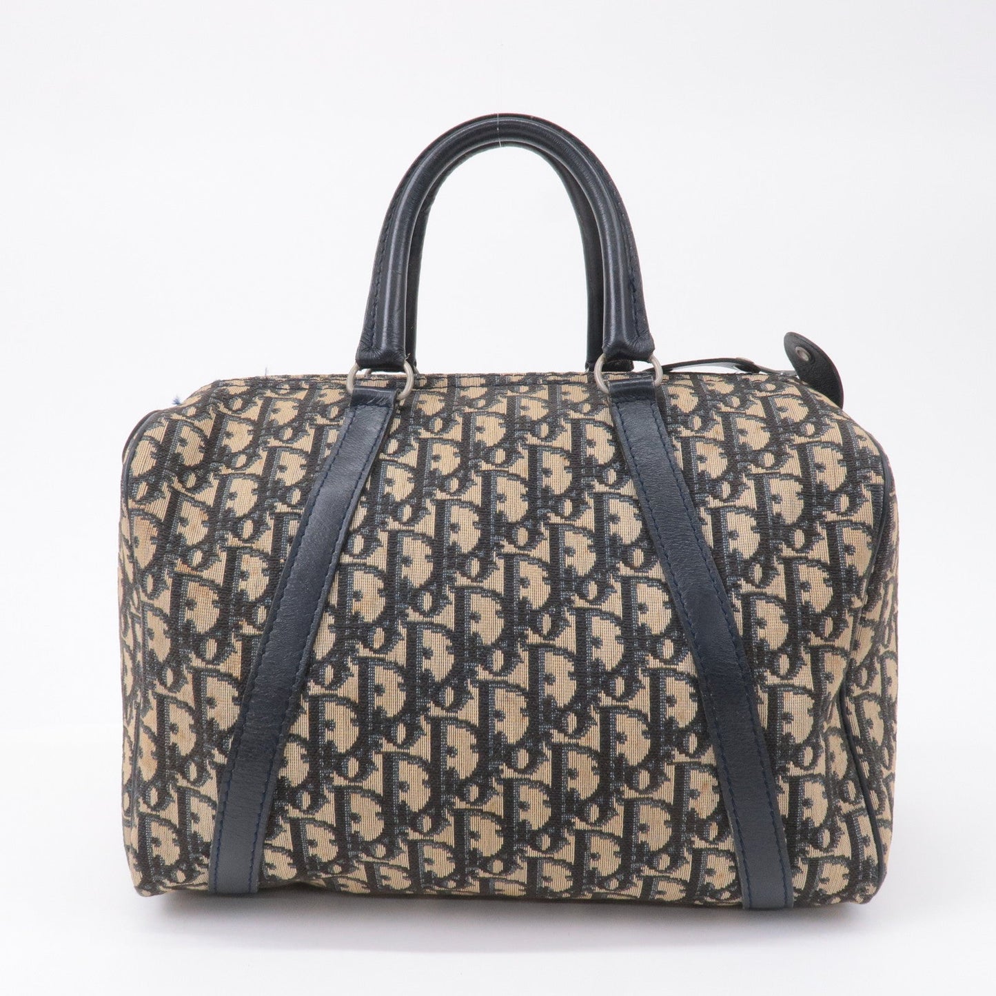 Christian Dior Trotter Canvas Leather Boston Bag Navy