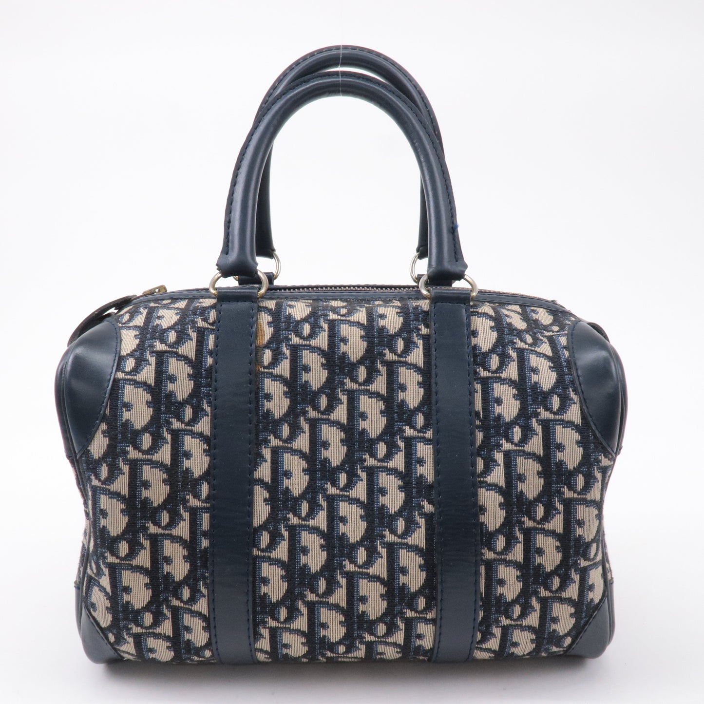 Christian Dior Trotter Canvas Leather Mini Boston Bag Navy