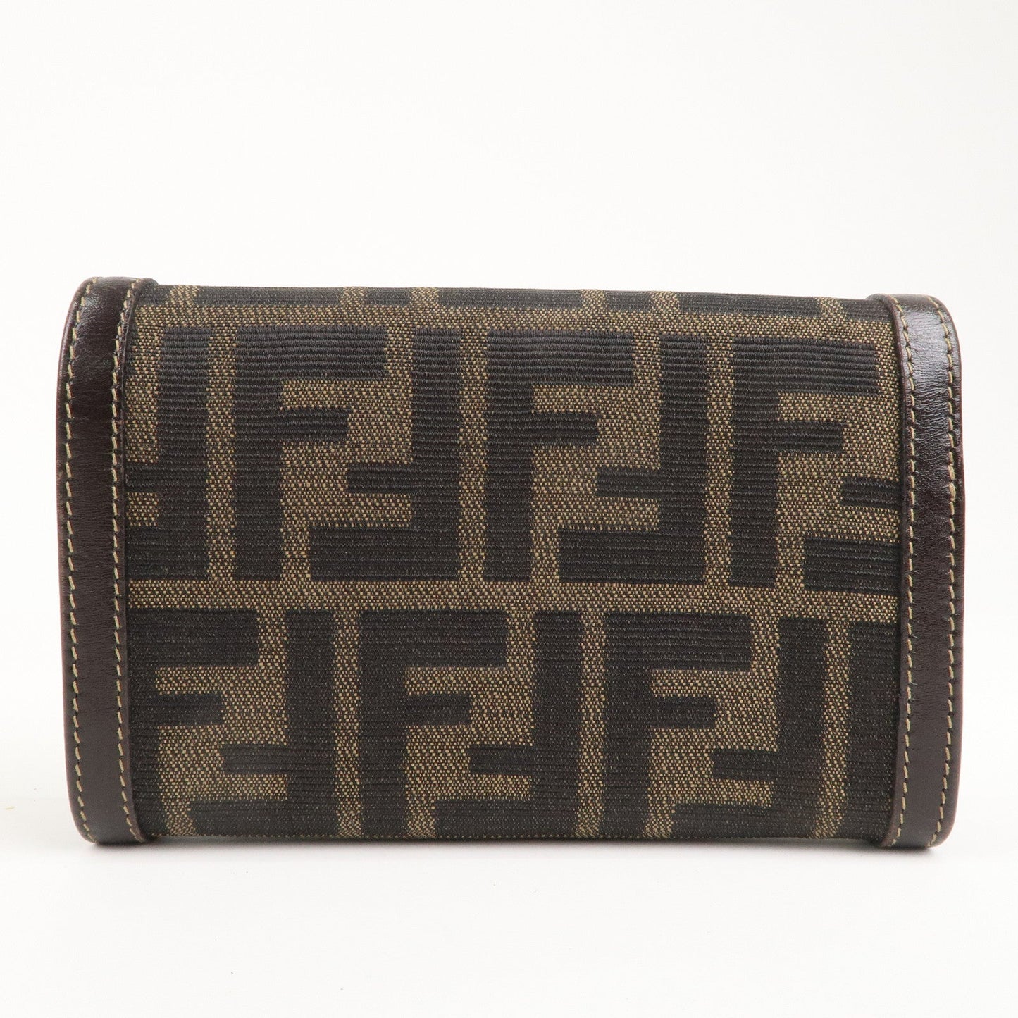 FENDI Zucca Canvas Leather Bi-fold Wallet Brown Khaki 31052