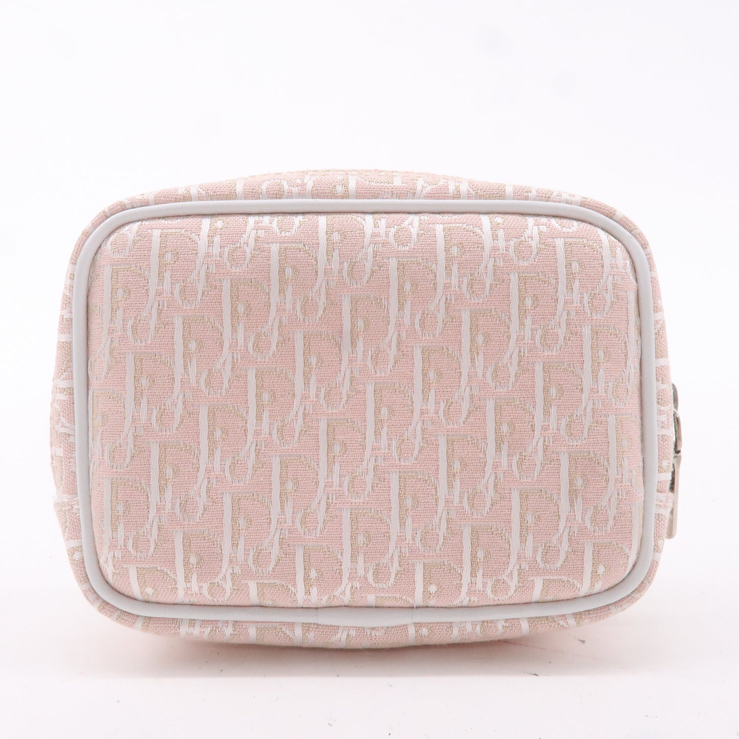 Christian Dior Trotter Canvas Leather Cosmetic Pouch White Pink