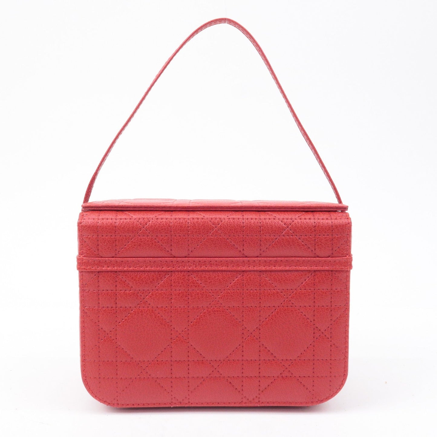 Christian Dior Cannage Leather Vanity Bag Hand Bag Red