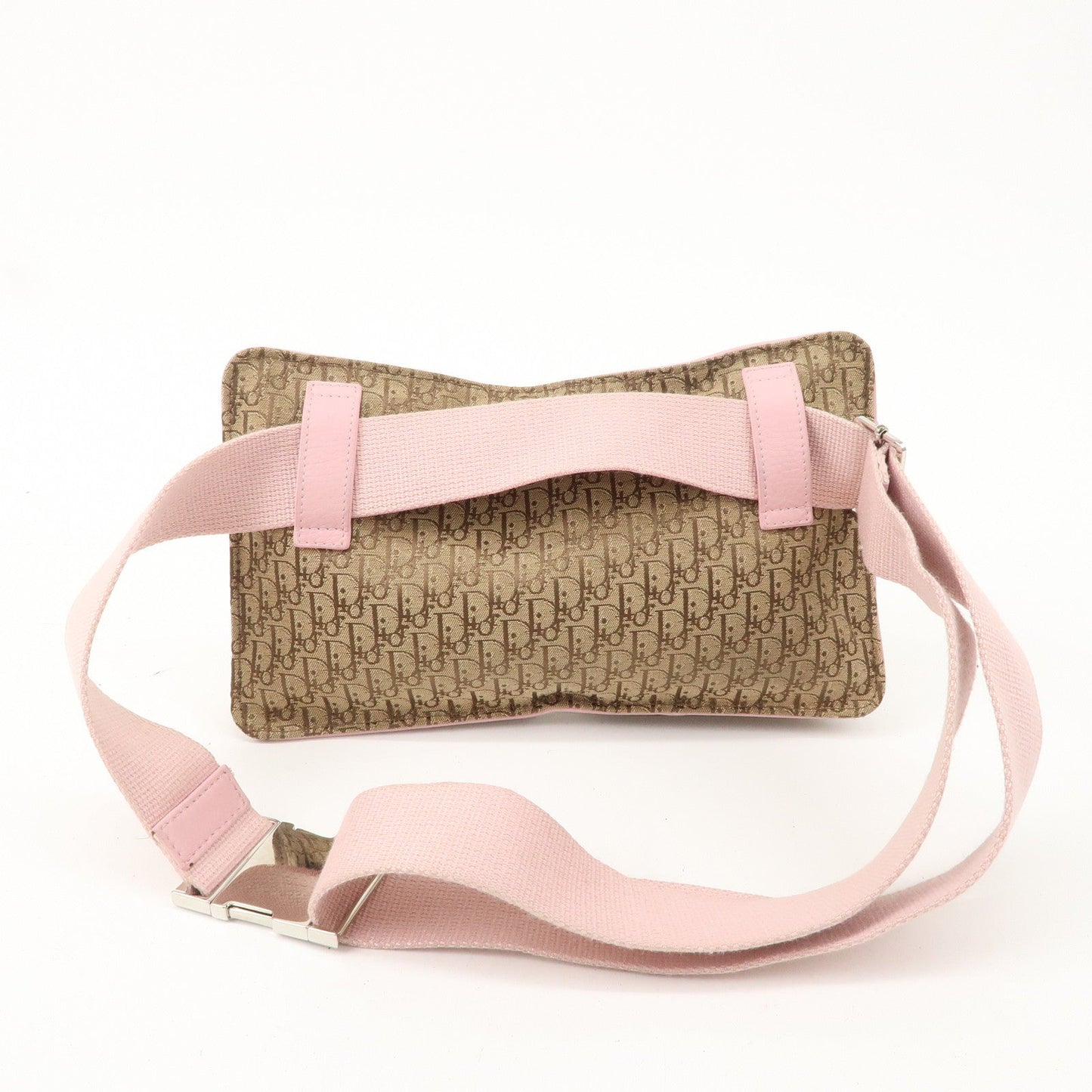 Christian Dior Trotter Canvas Leather Body Wiast Bag Brown Pink