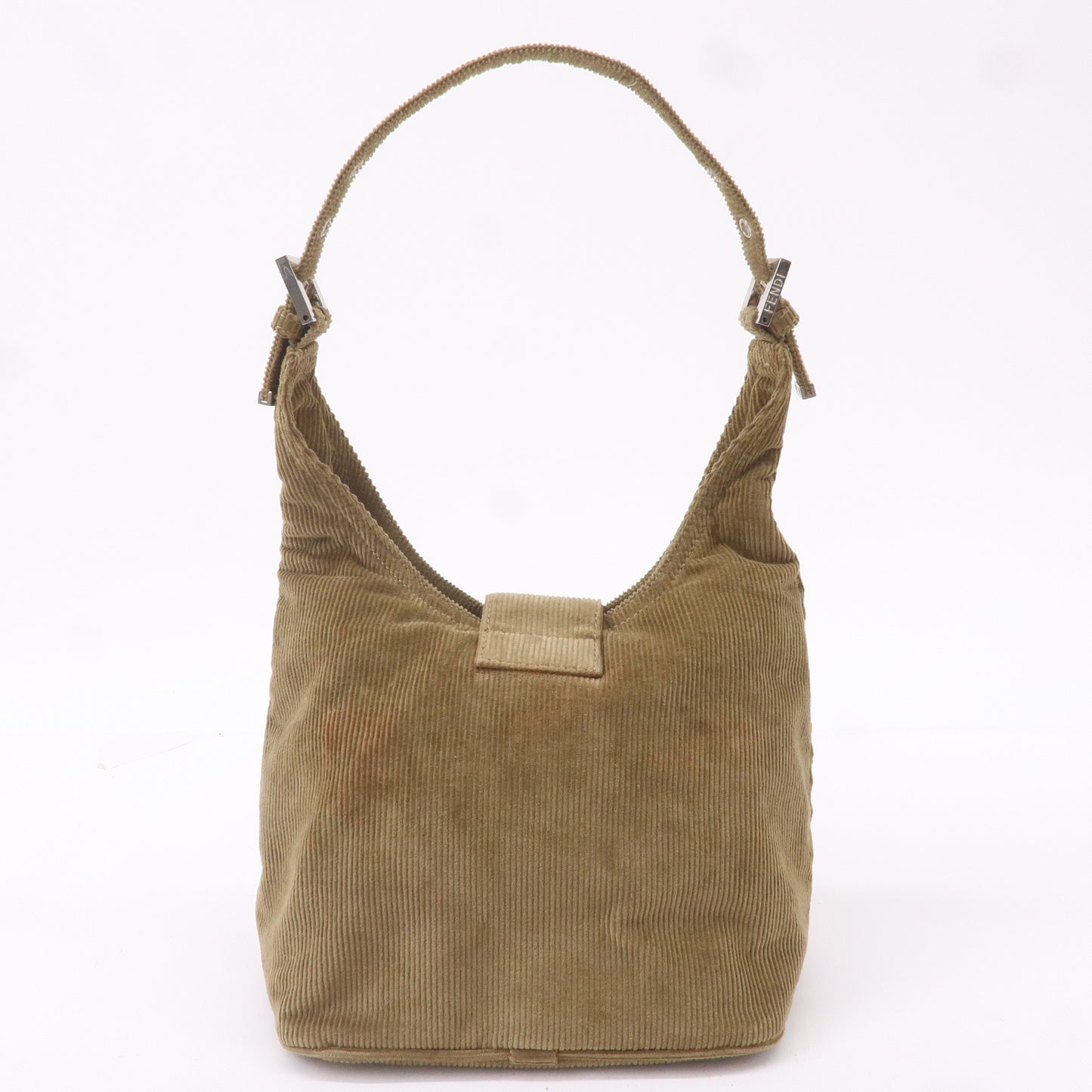 FENDI Corduroy Shoulder Bag Hand Bag Khaki Brown