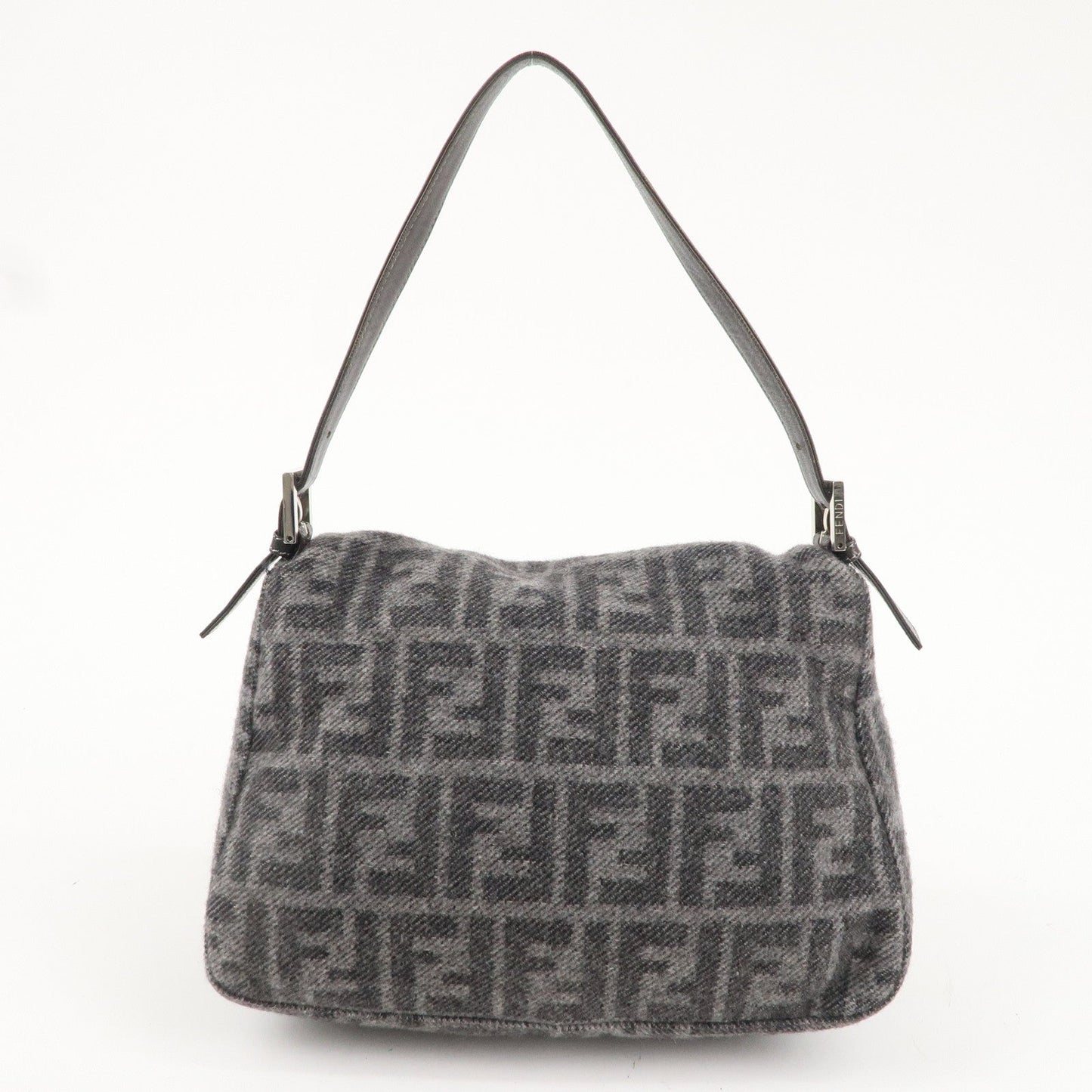 FENDI Mamma Baguette Zucca Wool Leather Shoulder Bag 26325