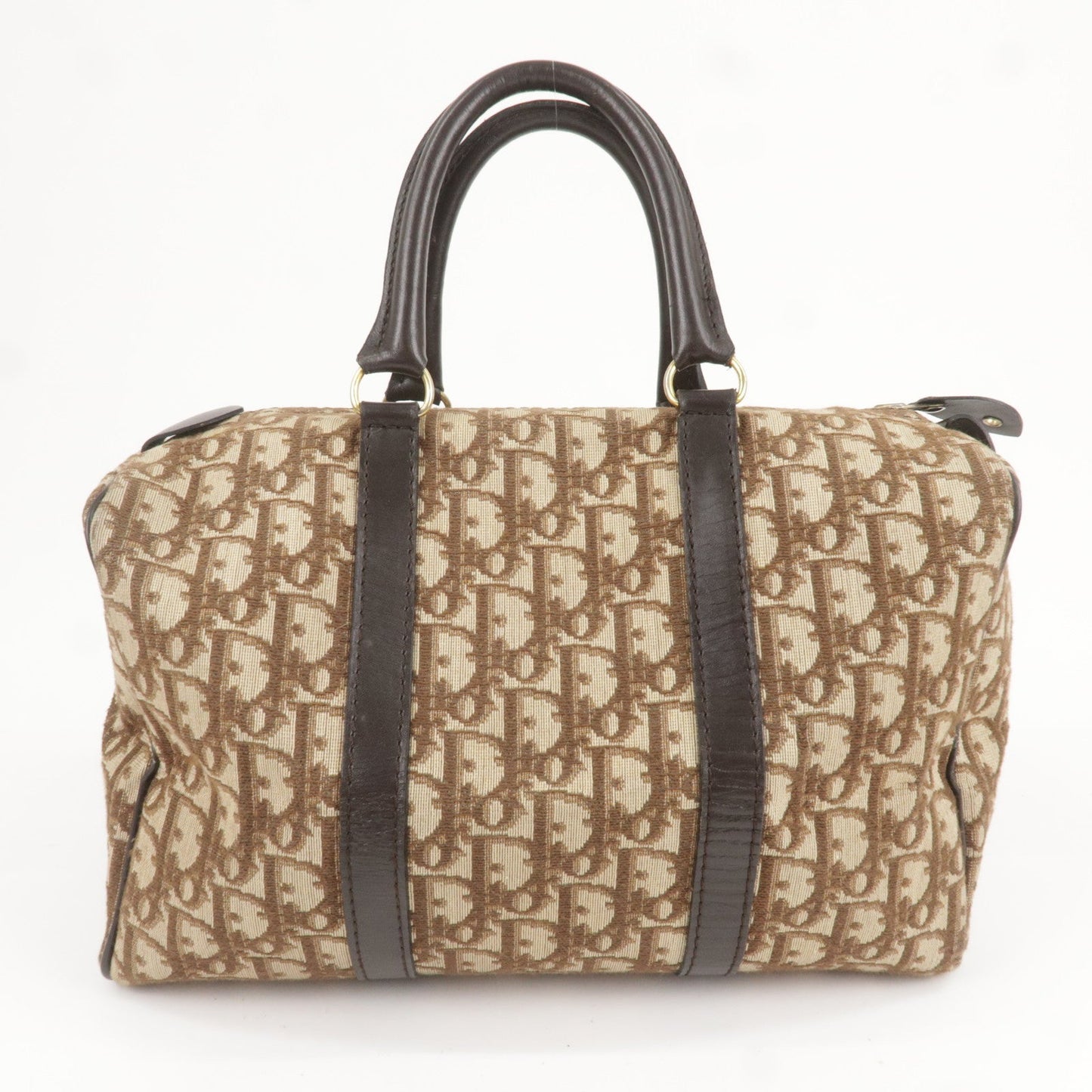Christian Dior Trotter Canvas Leather Boston Bag Hand Bag Beige