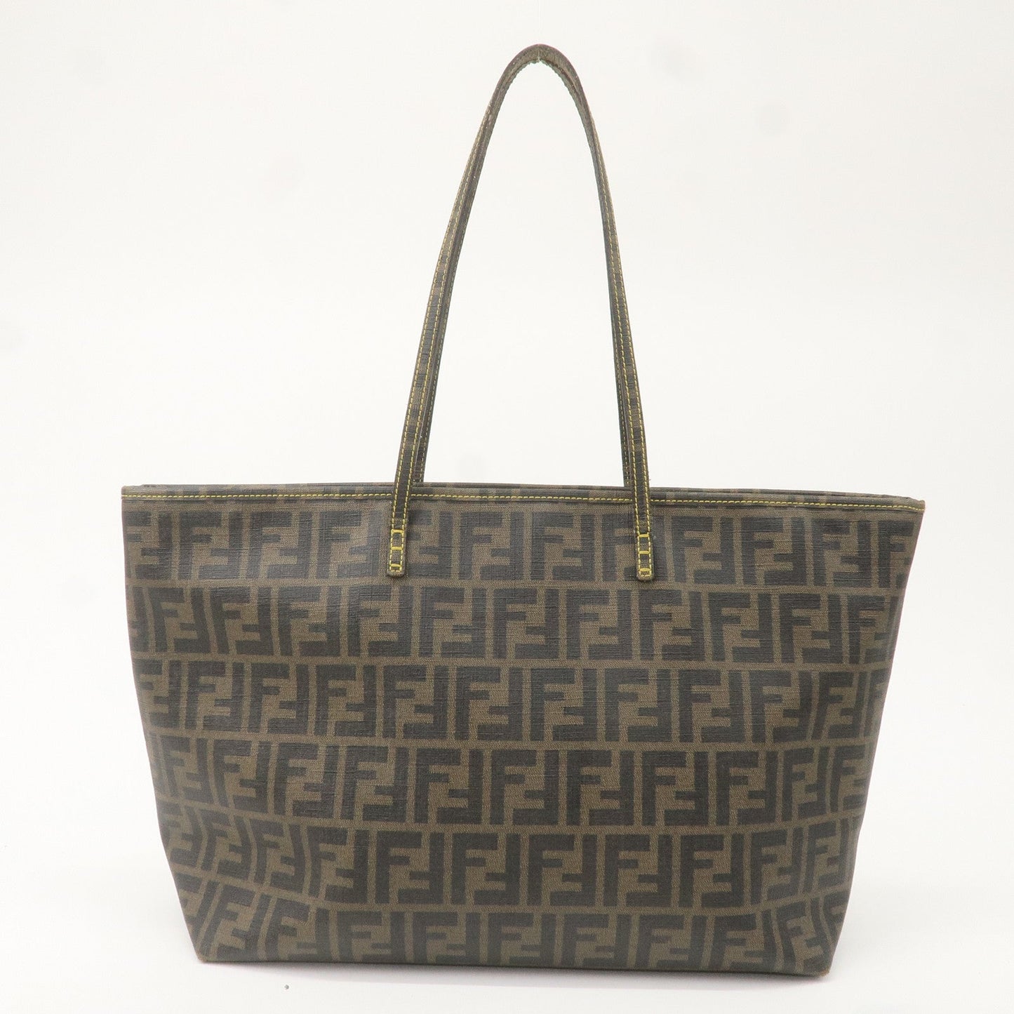 FENDI Zucca PVC Tote Bag Khaki Black Yellow 8BH185