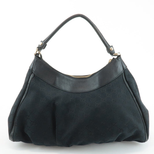 GUCCI Abbey GG Canvas Leather One Shoulder Bag Black 189833