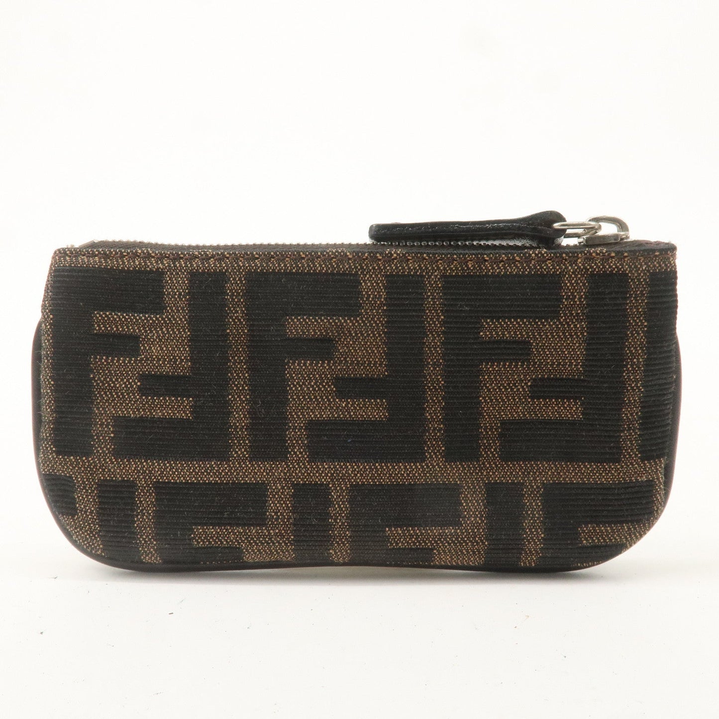 FENDI Zucca Canvas Leather Coin Case Key Case Brown Black