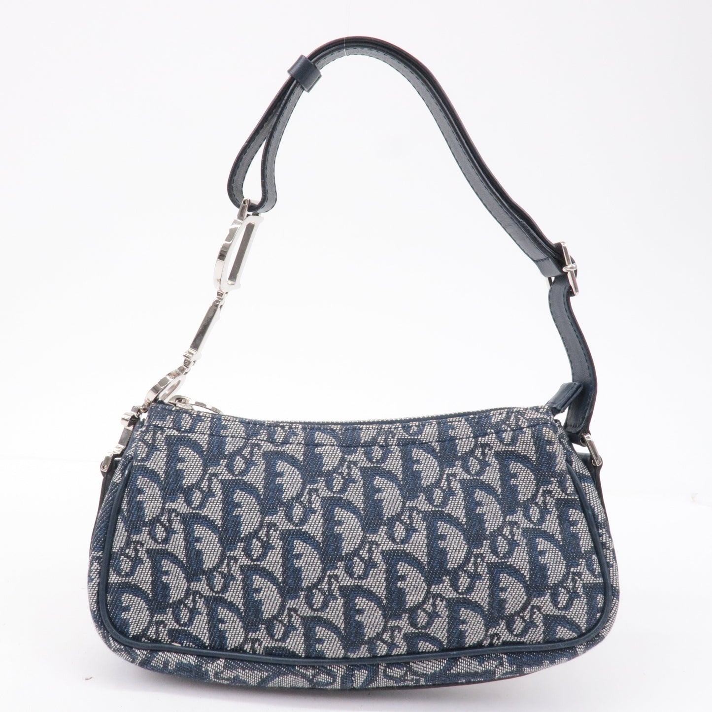 Christian Dior Trotter Canvas Leather Shoulder Bag Navy