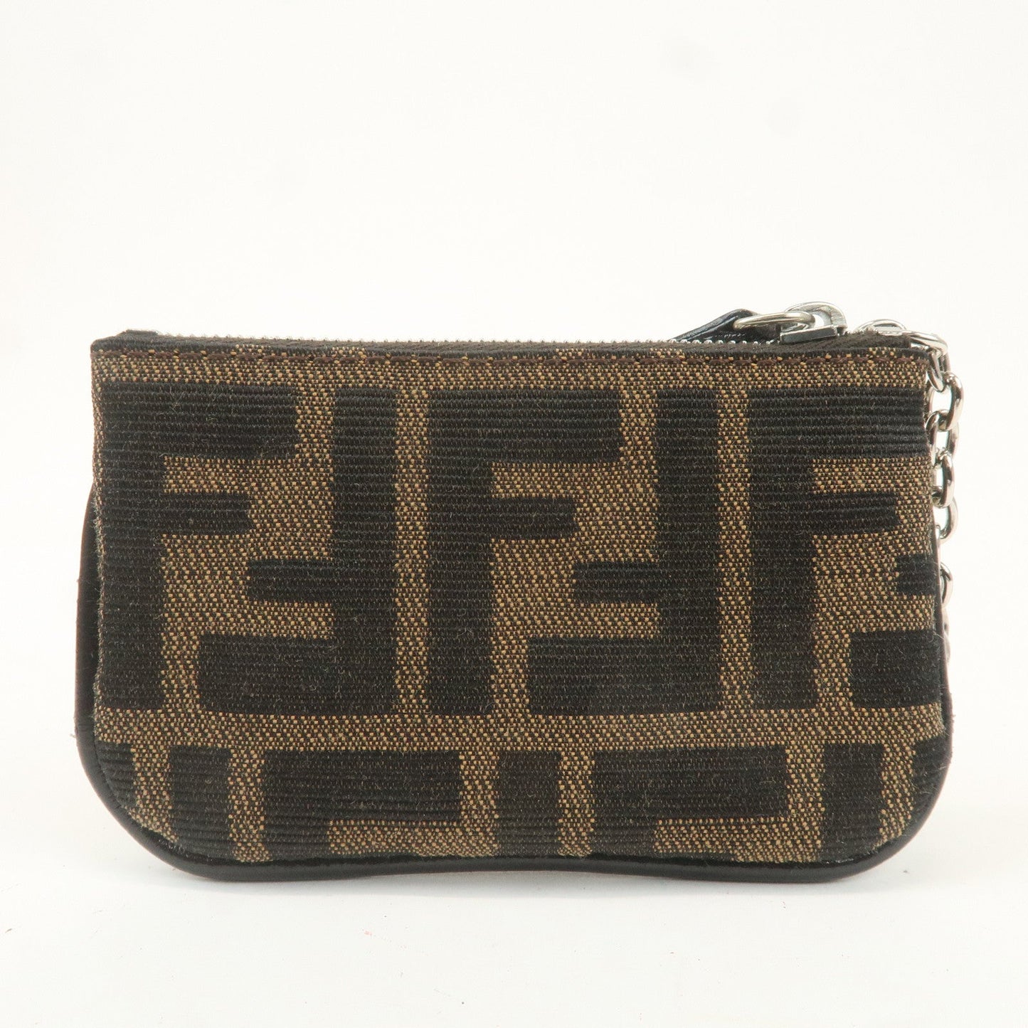 FENDI Zucca Canvas Leather Coin Case Brown 00474
