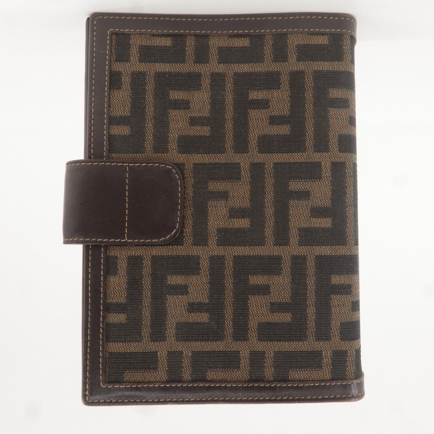 Fendi Zucca Canvas Leather Planner Cover Brown Black 30161