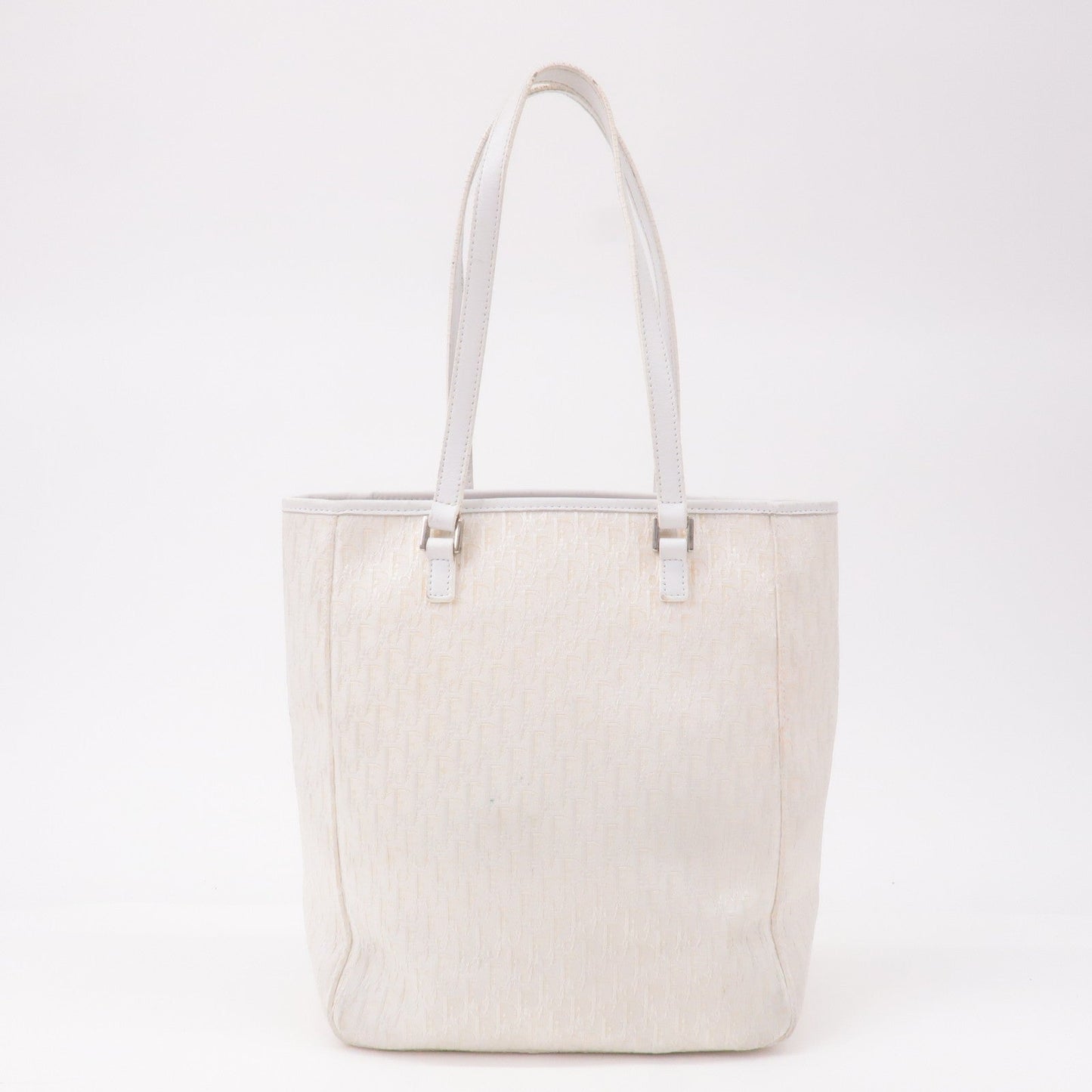 Christian Dior Trotter Canvas Leather Tote Bag White