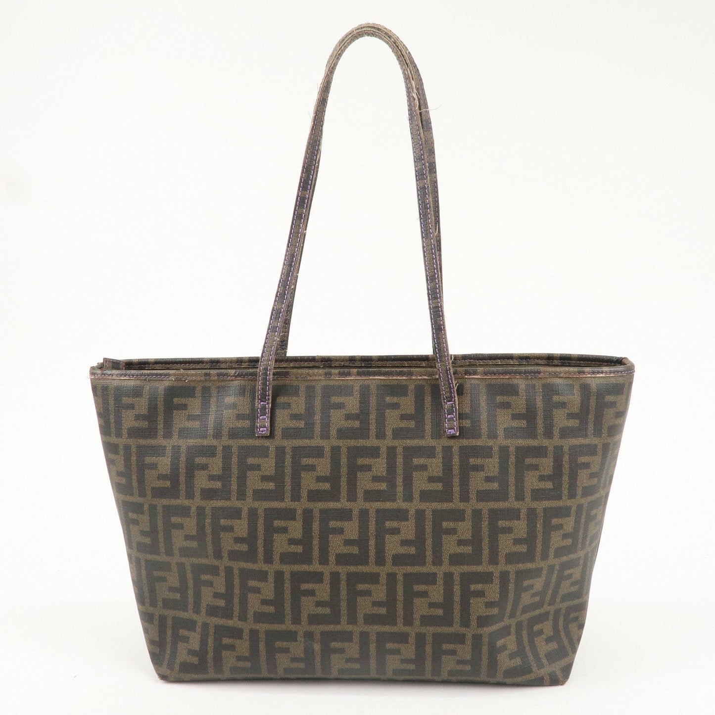 FENDI Zucca Print PVC Tote Bag Brown Black Purple 8BH198