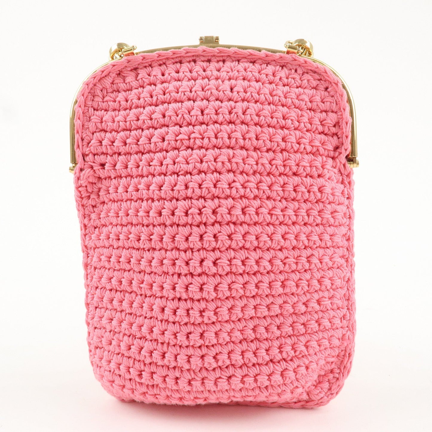 FENDI Baguette Knit Cell Phone Case Shoulder Bag Pink 7AR966