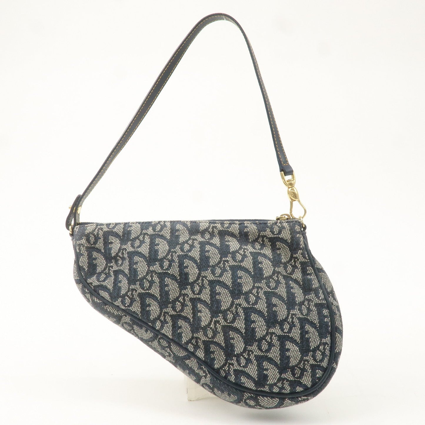 Christian Dior Trotter Canvas Leather Saddle Pouch Navy