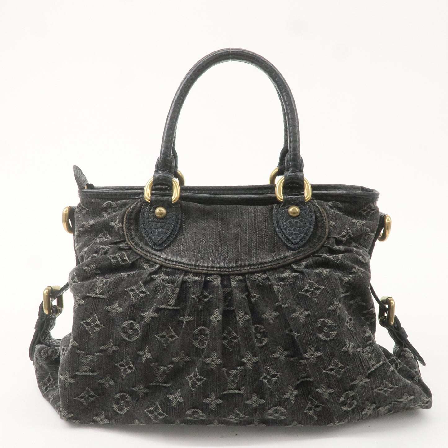 Louis Vuitton Monogram Denim Neo Cabby MM Hand Bag Black M95351