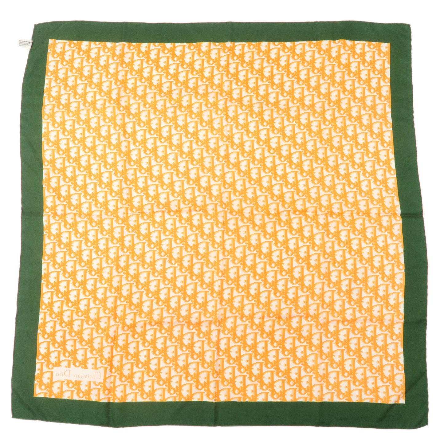 Cristiann Dior Trotter Silk 100% Scarf Orange Green
