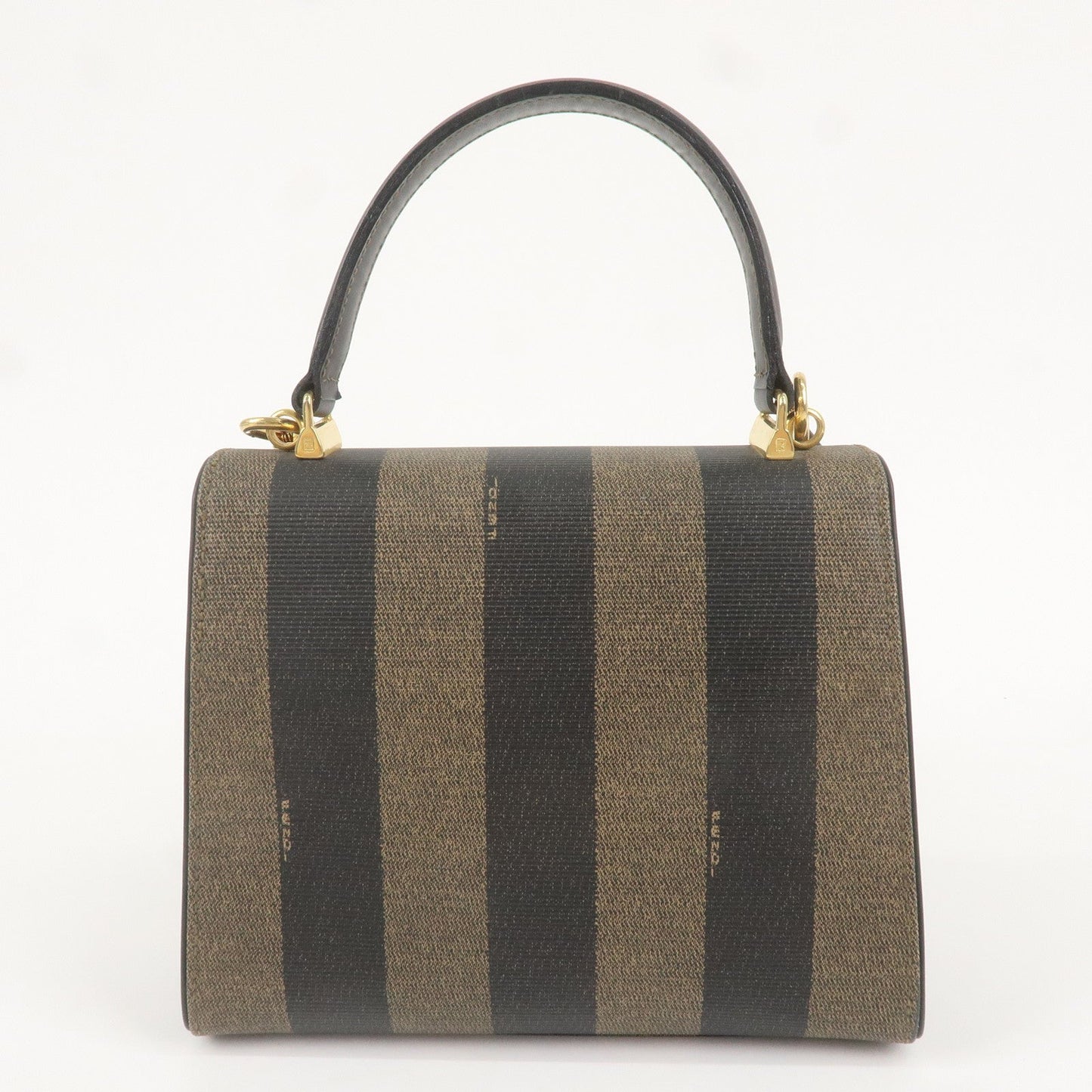 FENDI Pequin PVC Leather 2Way bag Brown Black 14603