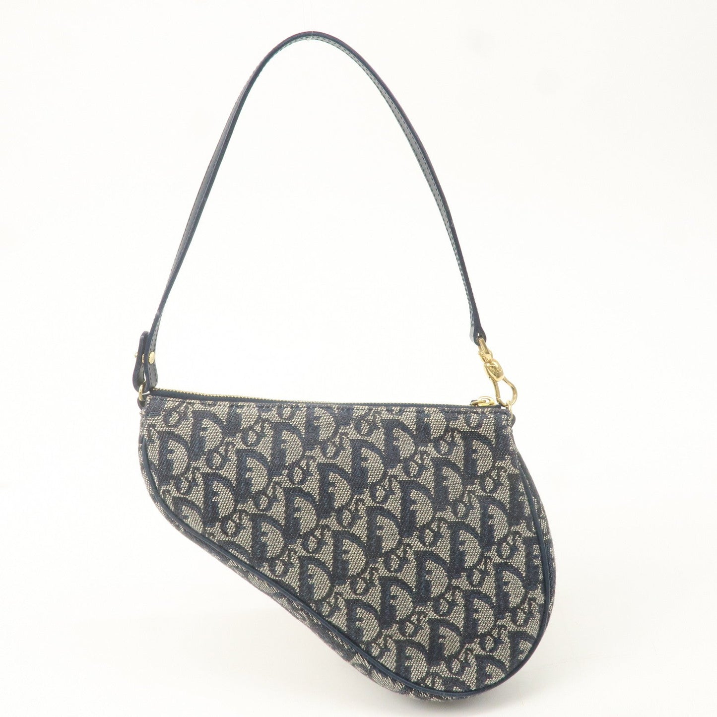 Christian Dior Trotter Canvas Leather Saddle Pouch Navy