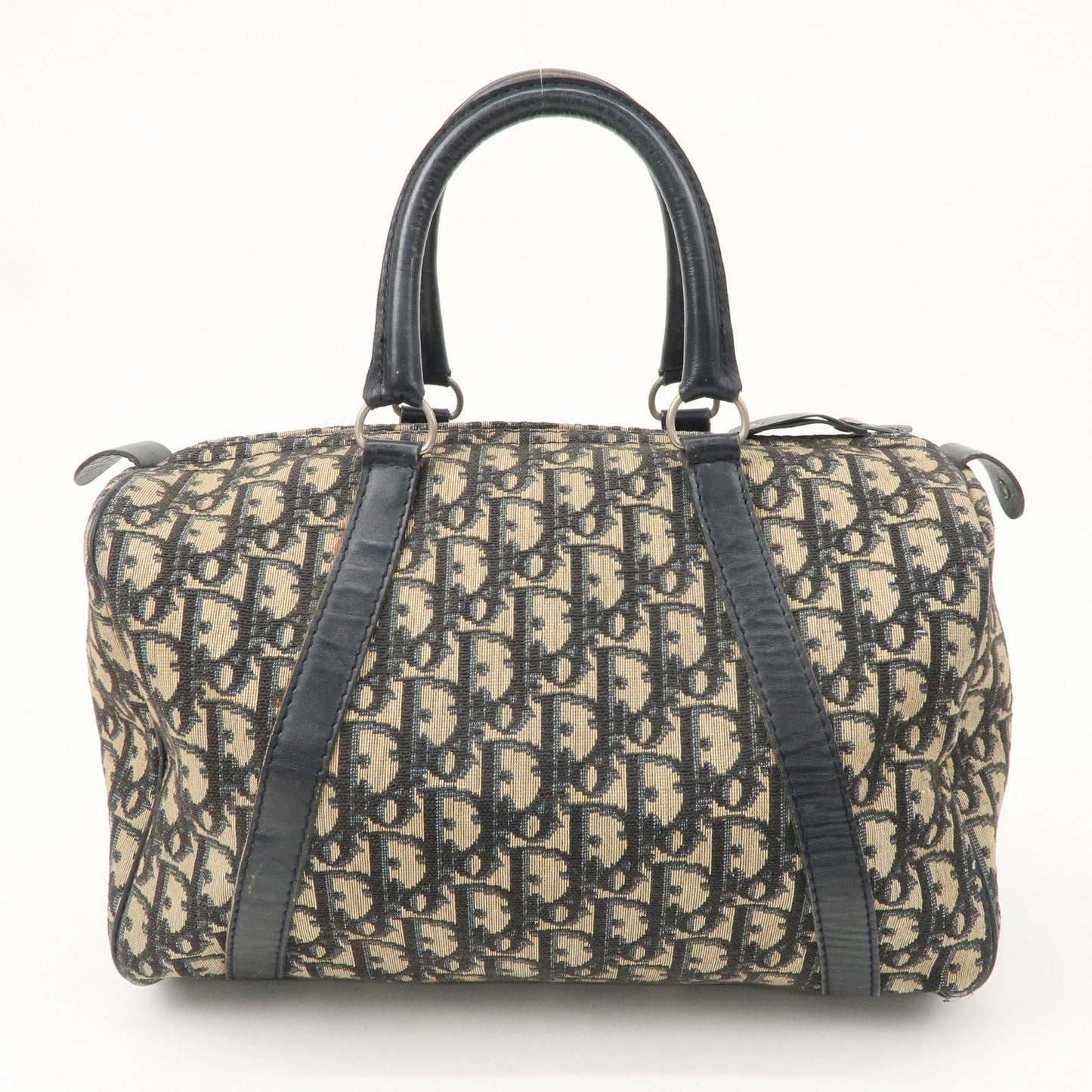 Christian Dior Trotter Canvas Leather Boston Bag Navy