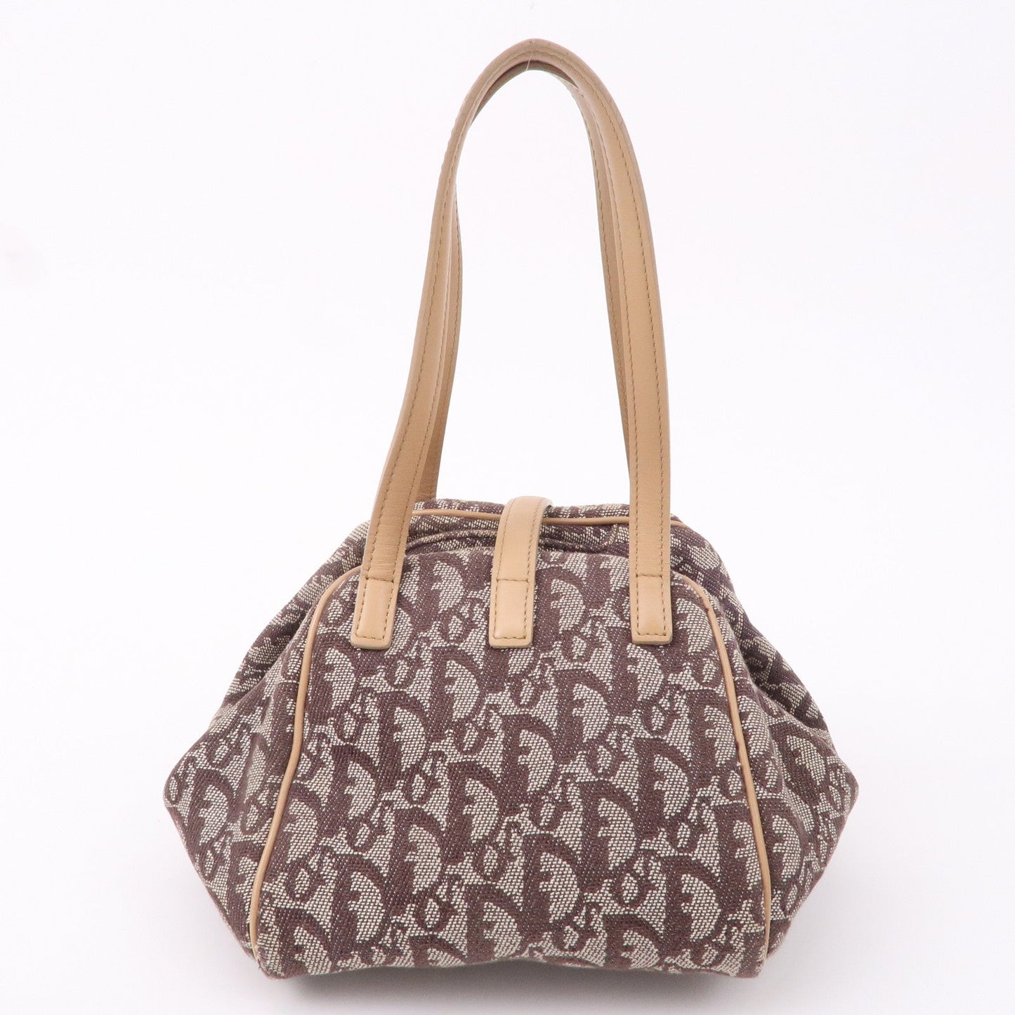 Christian Dior Trotter Canvas Leather Hand Bag Brown Beige