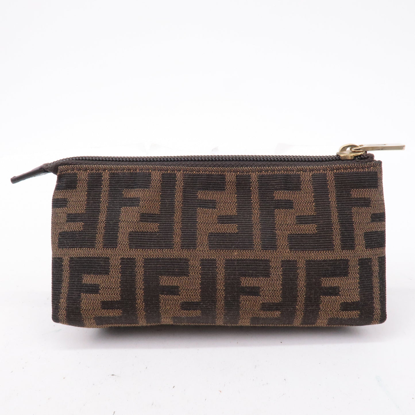 FENDI Zucca Canvas Leather Mini Pouch Black Brown 7N0037