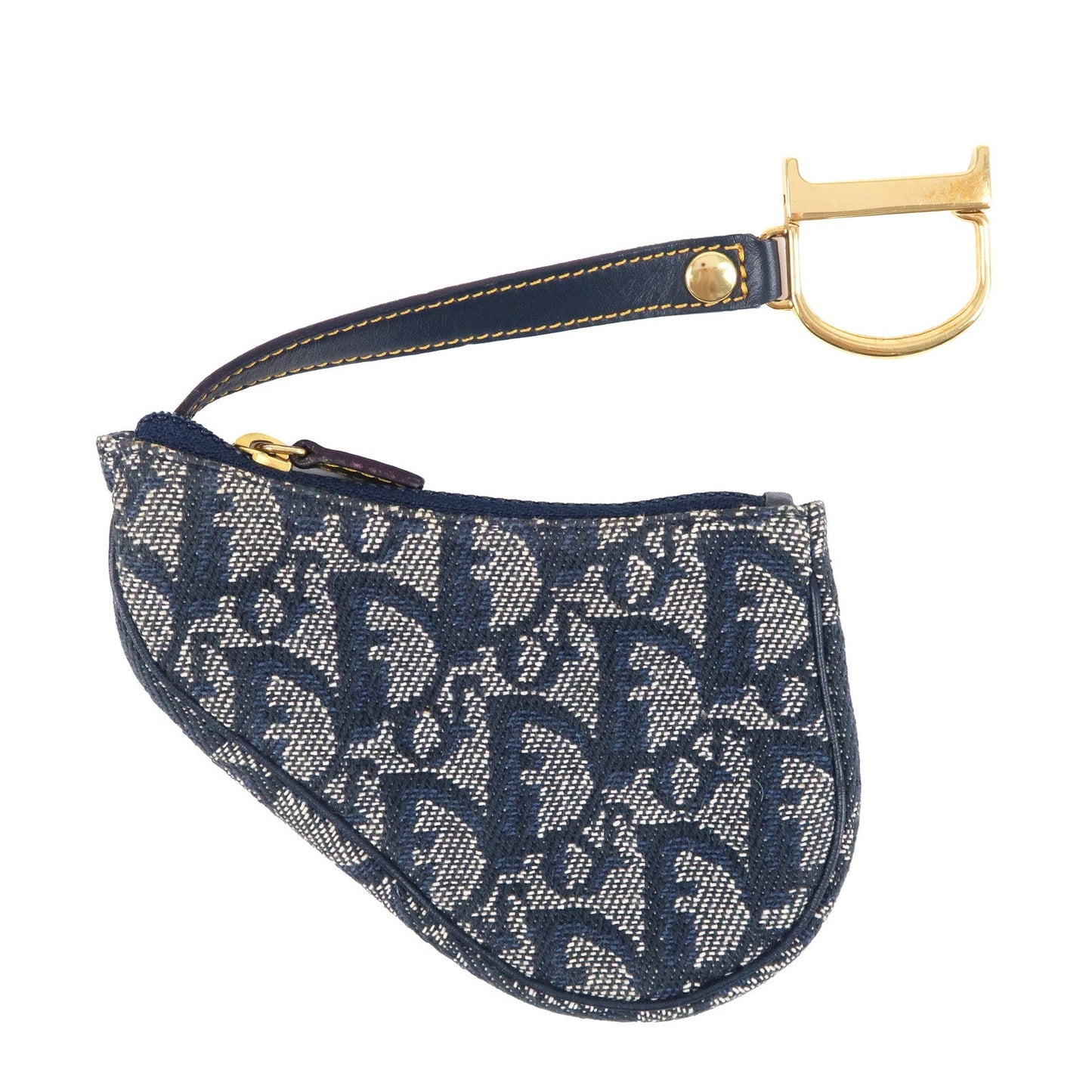 Christian Dior Trotter Canvas Leather Saddle Coin Case Navy