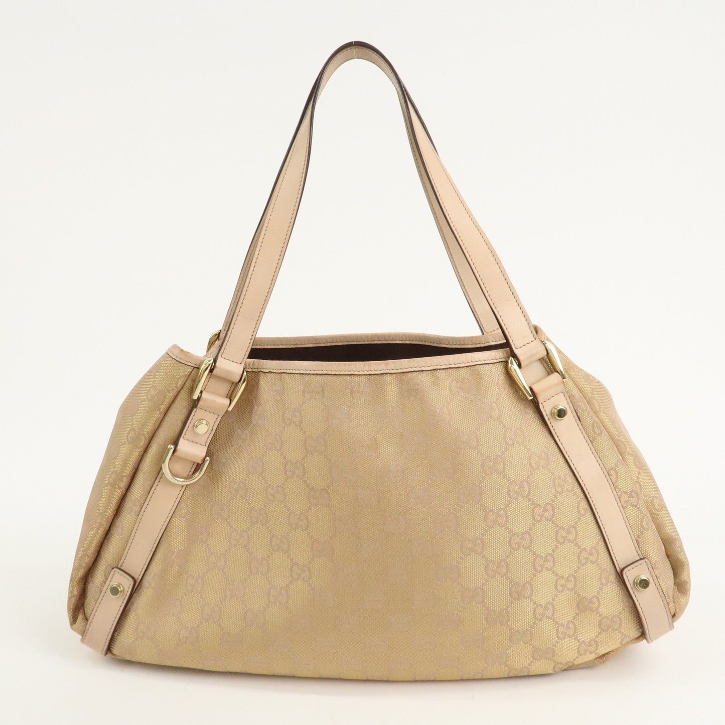 GUCCI Abbey GG Canvas Leather Tote Bag Pink Beige