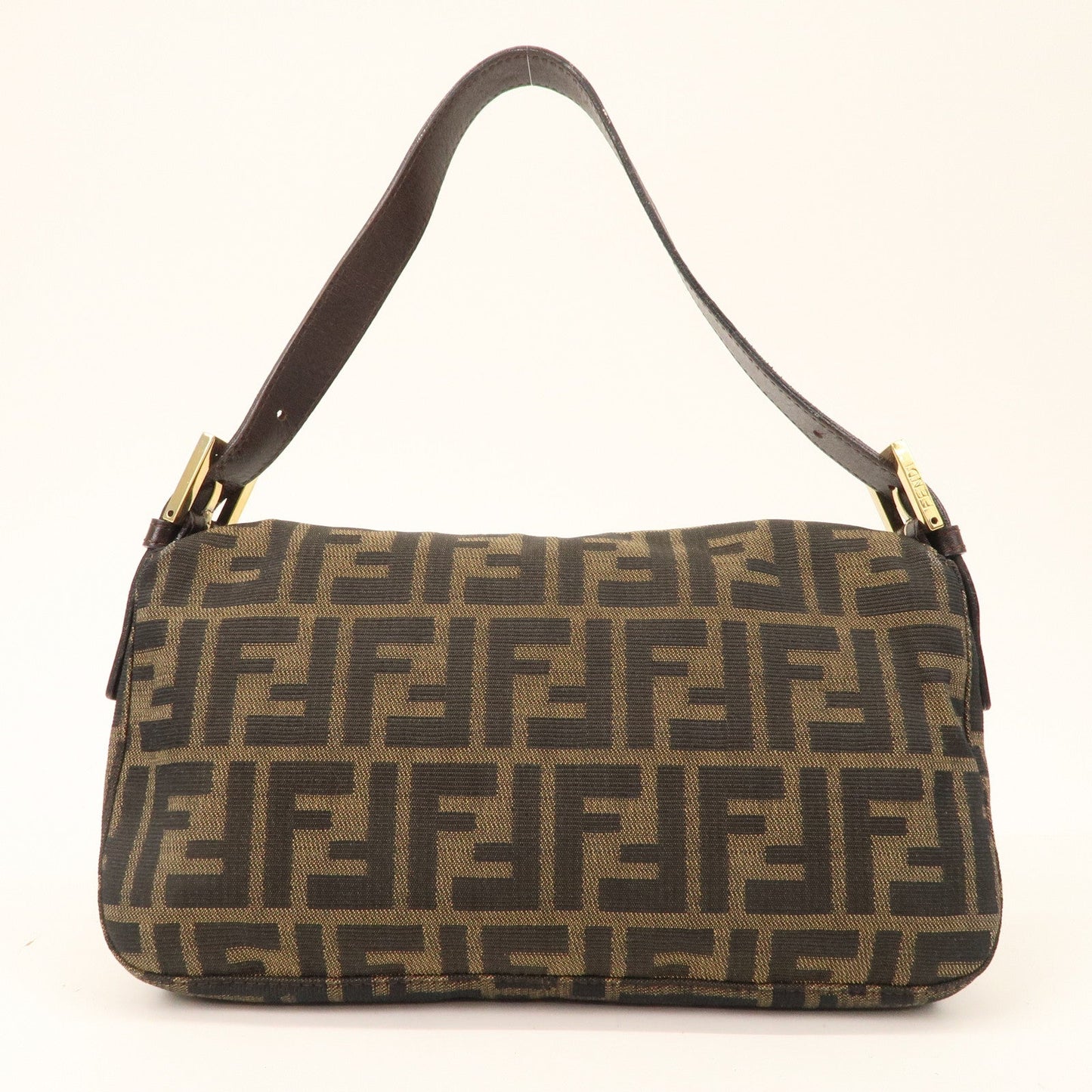 FENDI Zucca Mamma Baguette Canvas Leather Hand Bag 26424